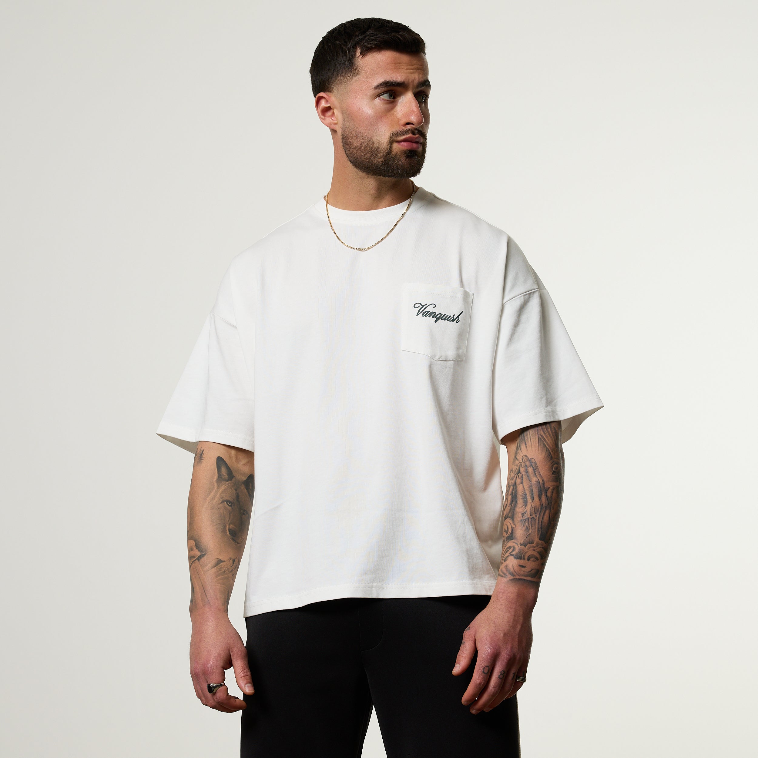 Vanquish Off Season White Oversized Boxy Pocket T Shirt