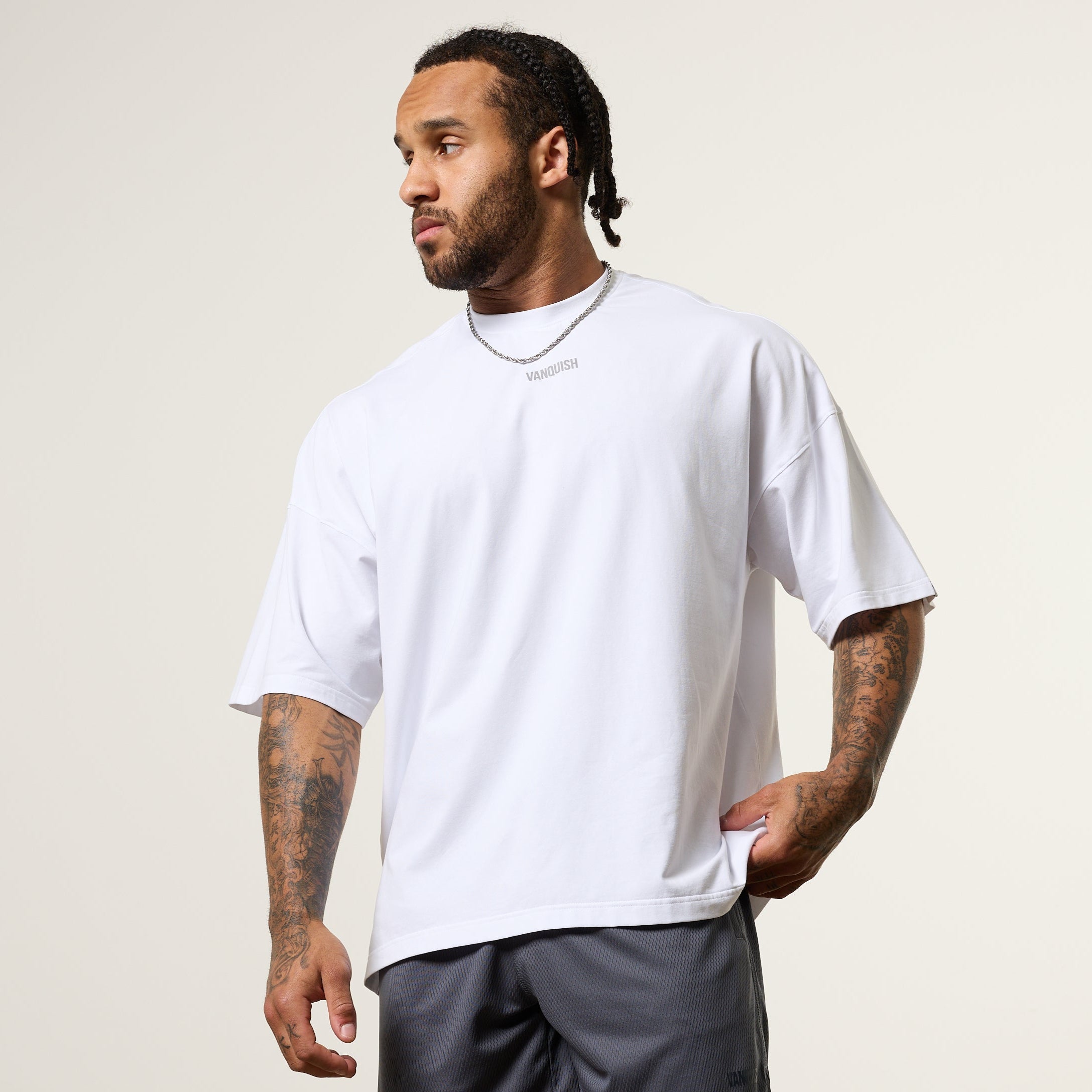 Vanquish Essential V2 White Oversized Boxy T Shirt