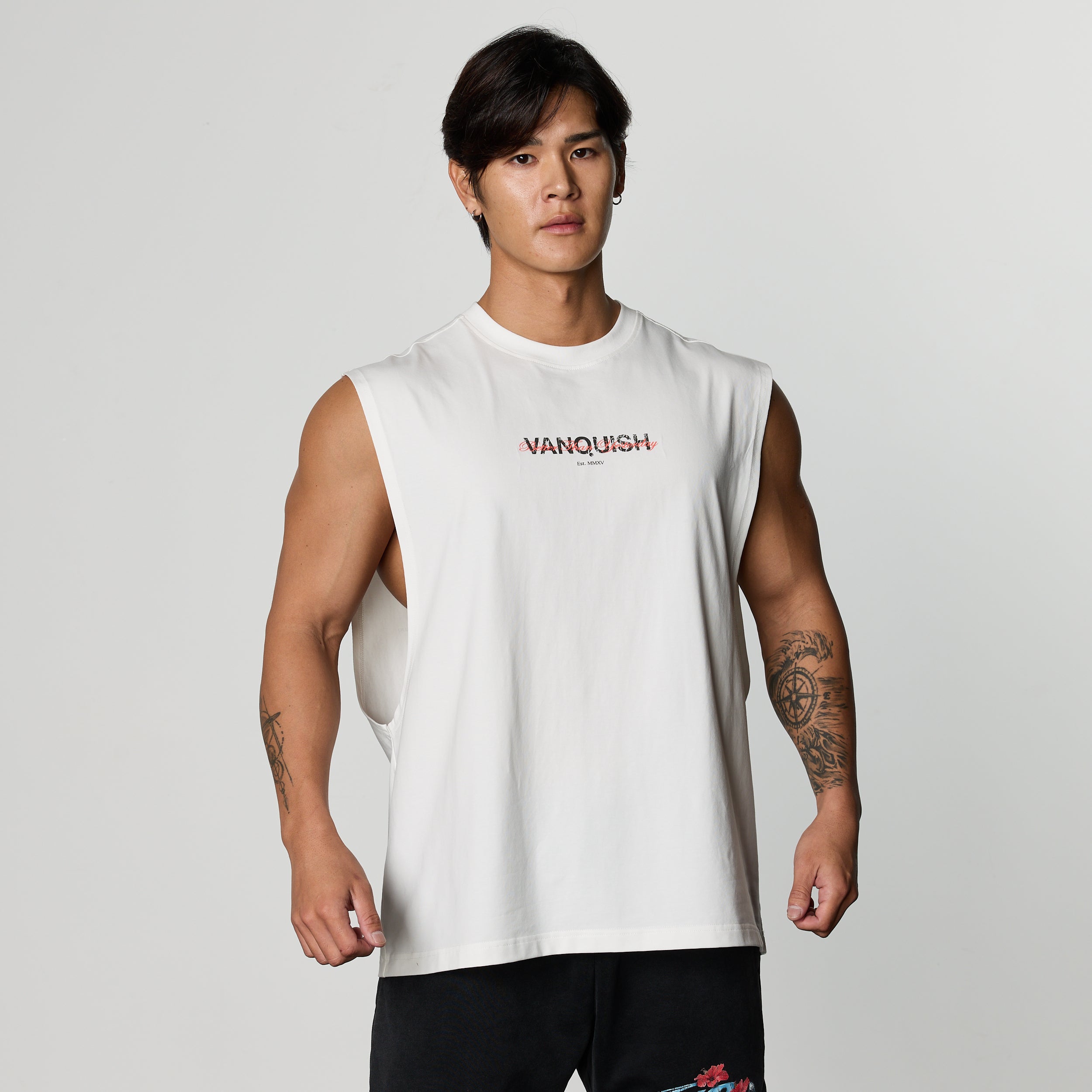 VQ x Shintaro Hibiscus White Boxy Sleeveless T-Shirt