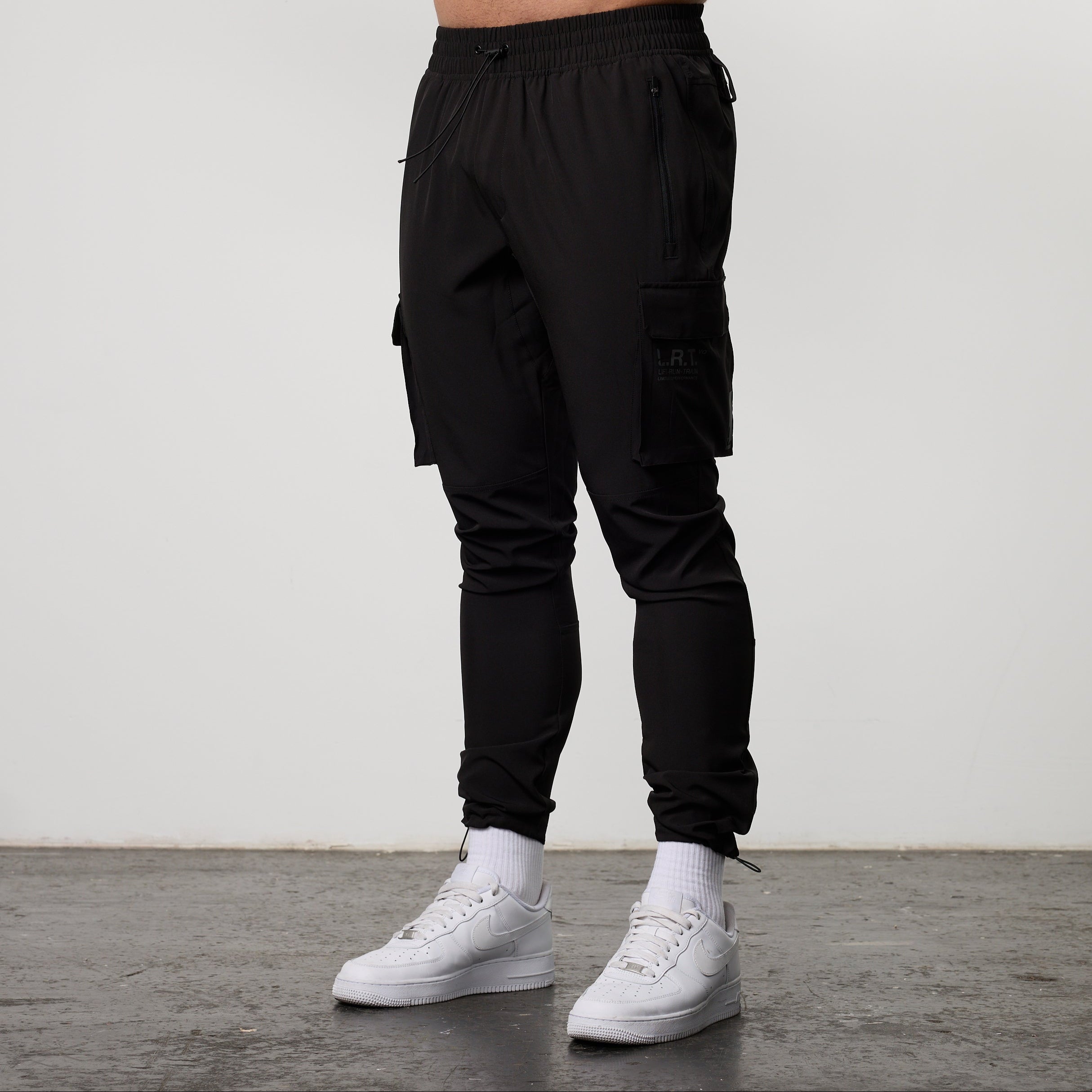 LRT Black Performance Tapered Cargo Pants