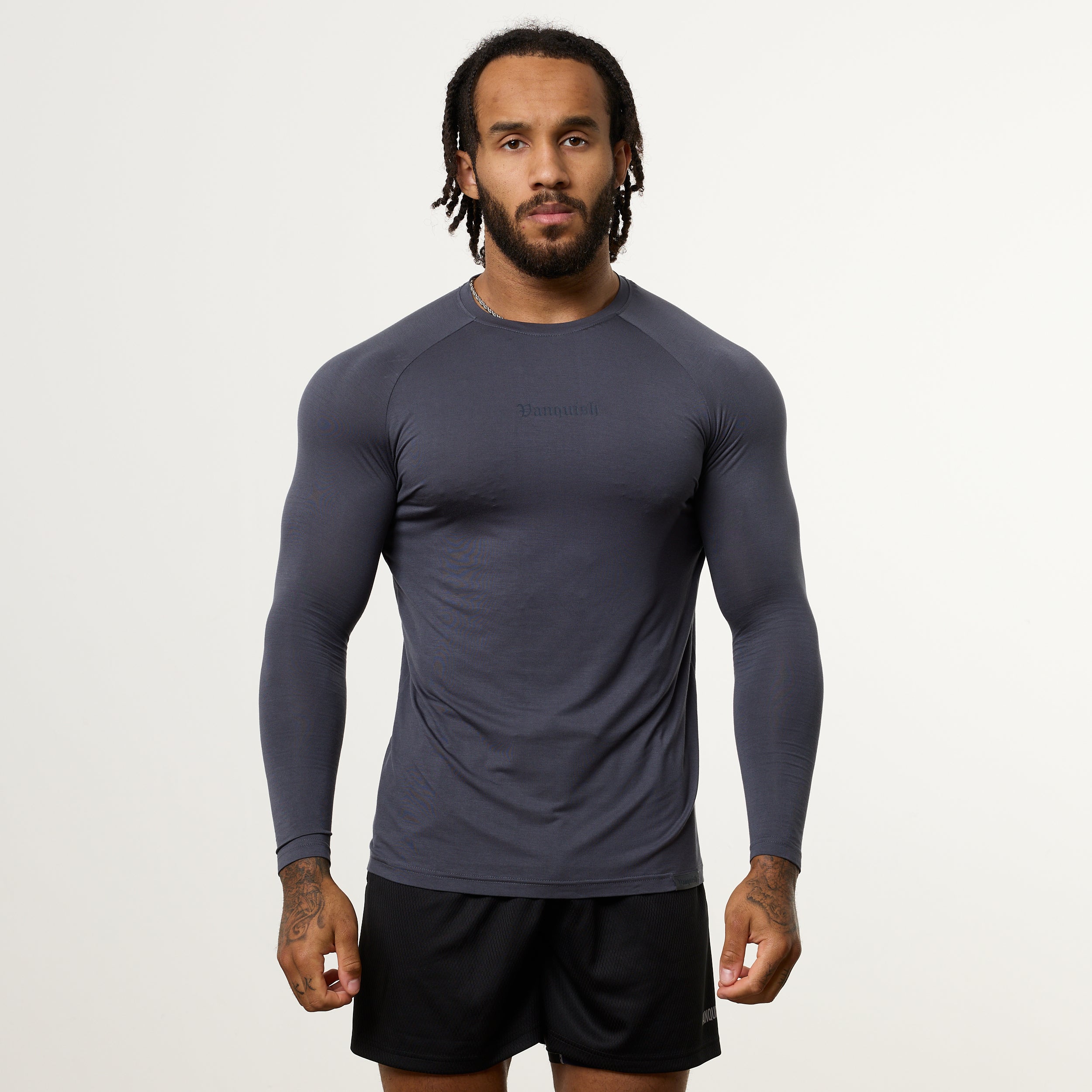 Vanquish Ultra Soft Denim Blue Long Sleeve Slim Fit T Shirt