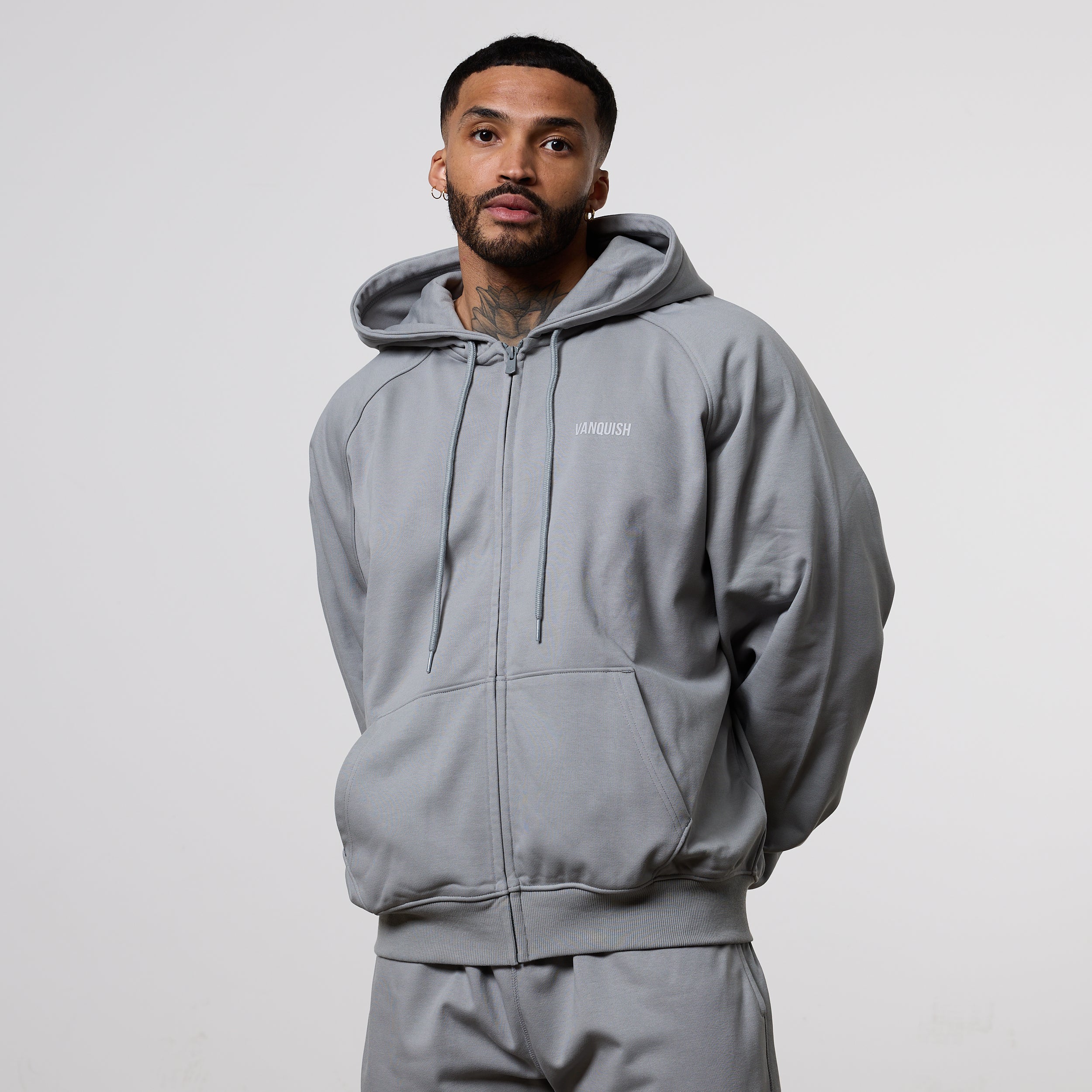 Vanquish Essential Steel Grey Oversized Boxy Hoodie