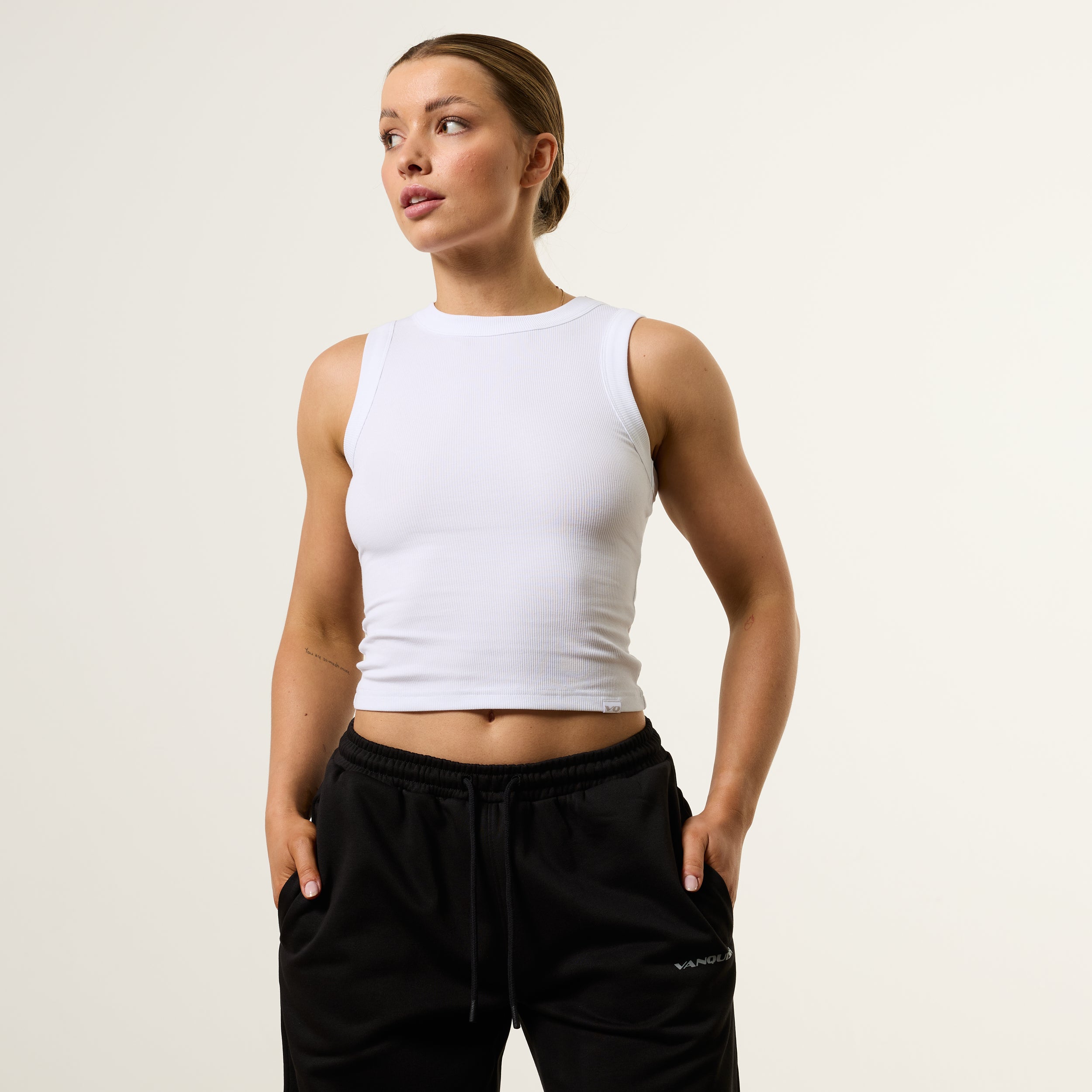 Vanquish Essential White Longline Ribbed Tank