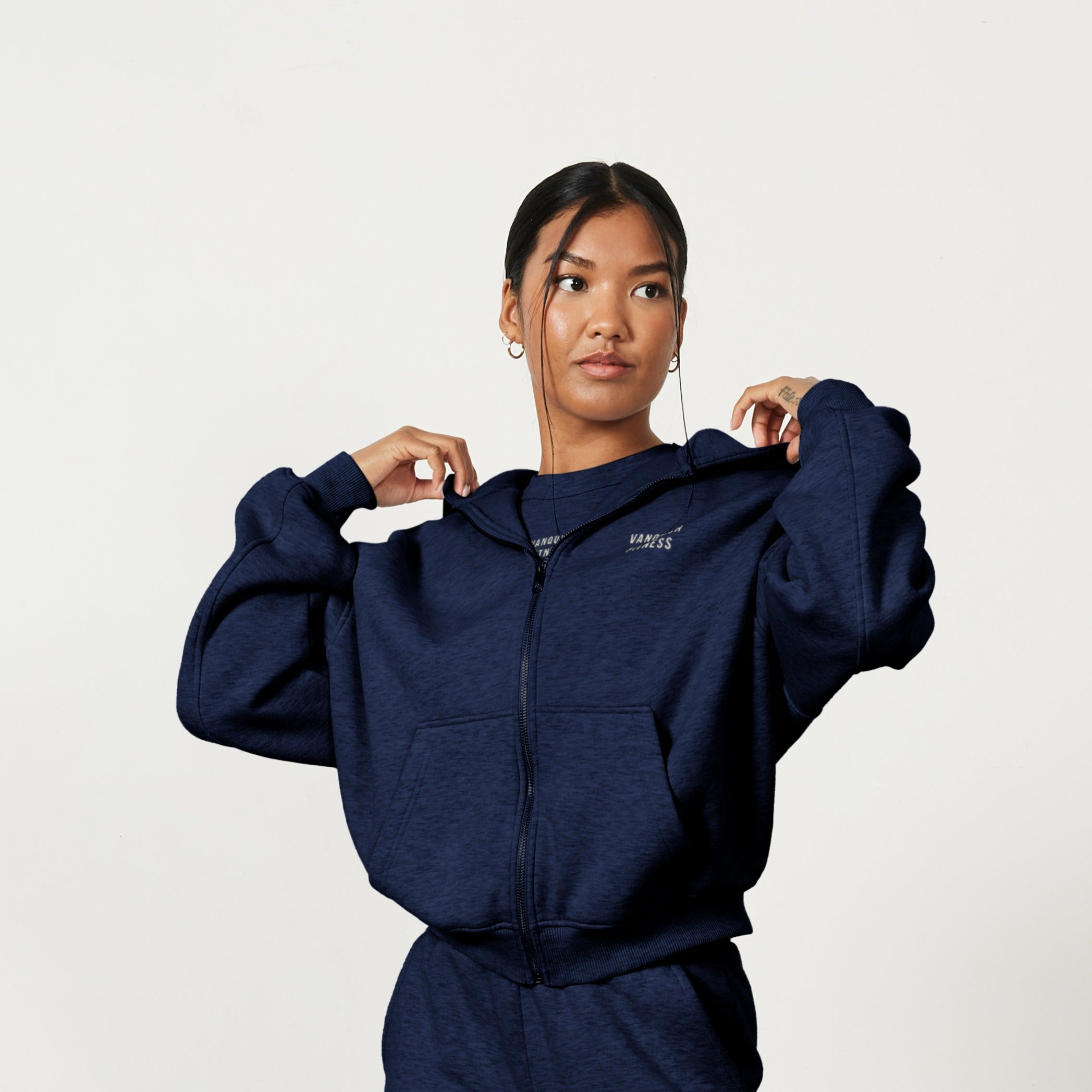 Vanquish Rejuvenate Navy Oversized Full Zip Hoodie