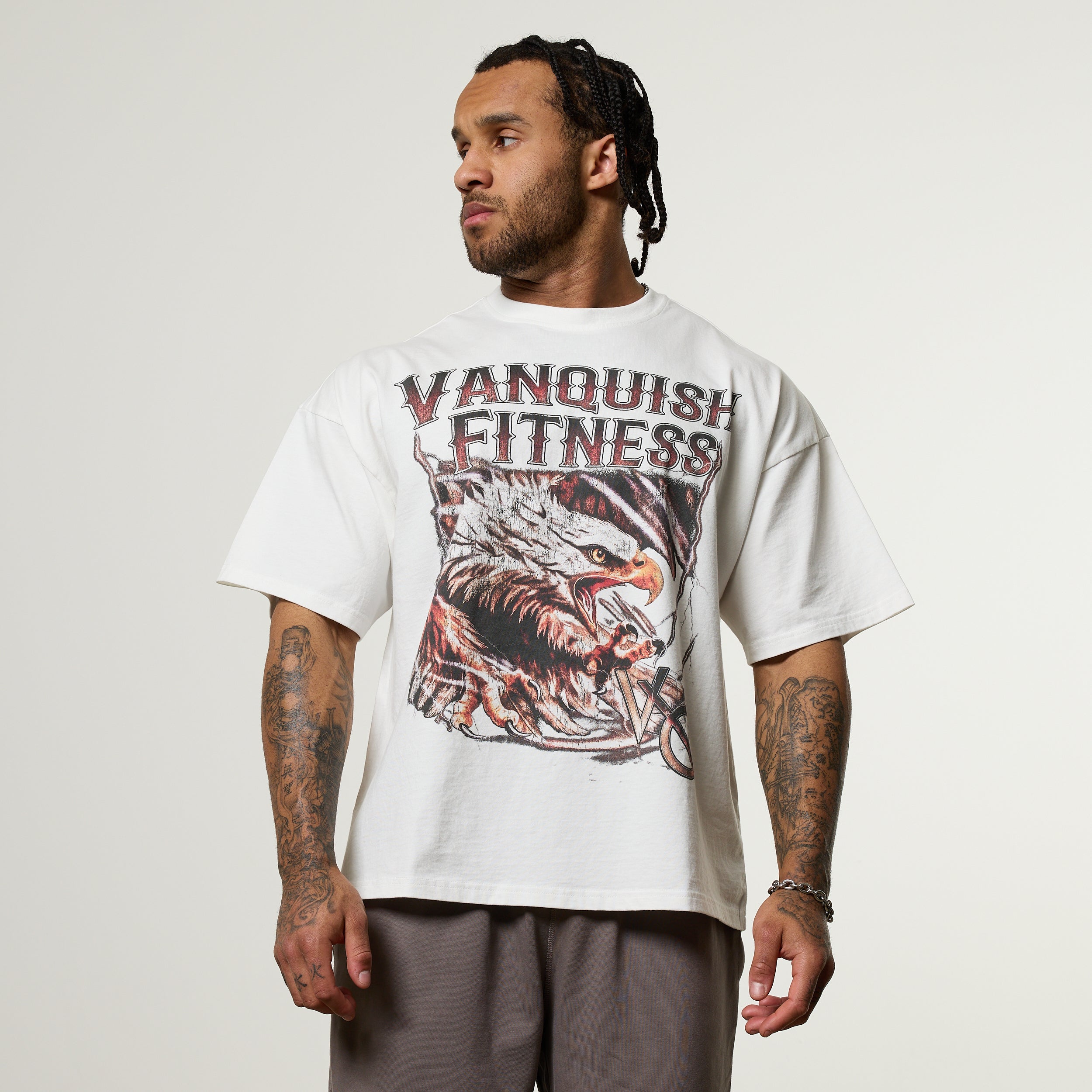 Vanquish Obsidian White Eagle Oversized Boxy T Shirt