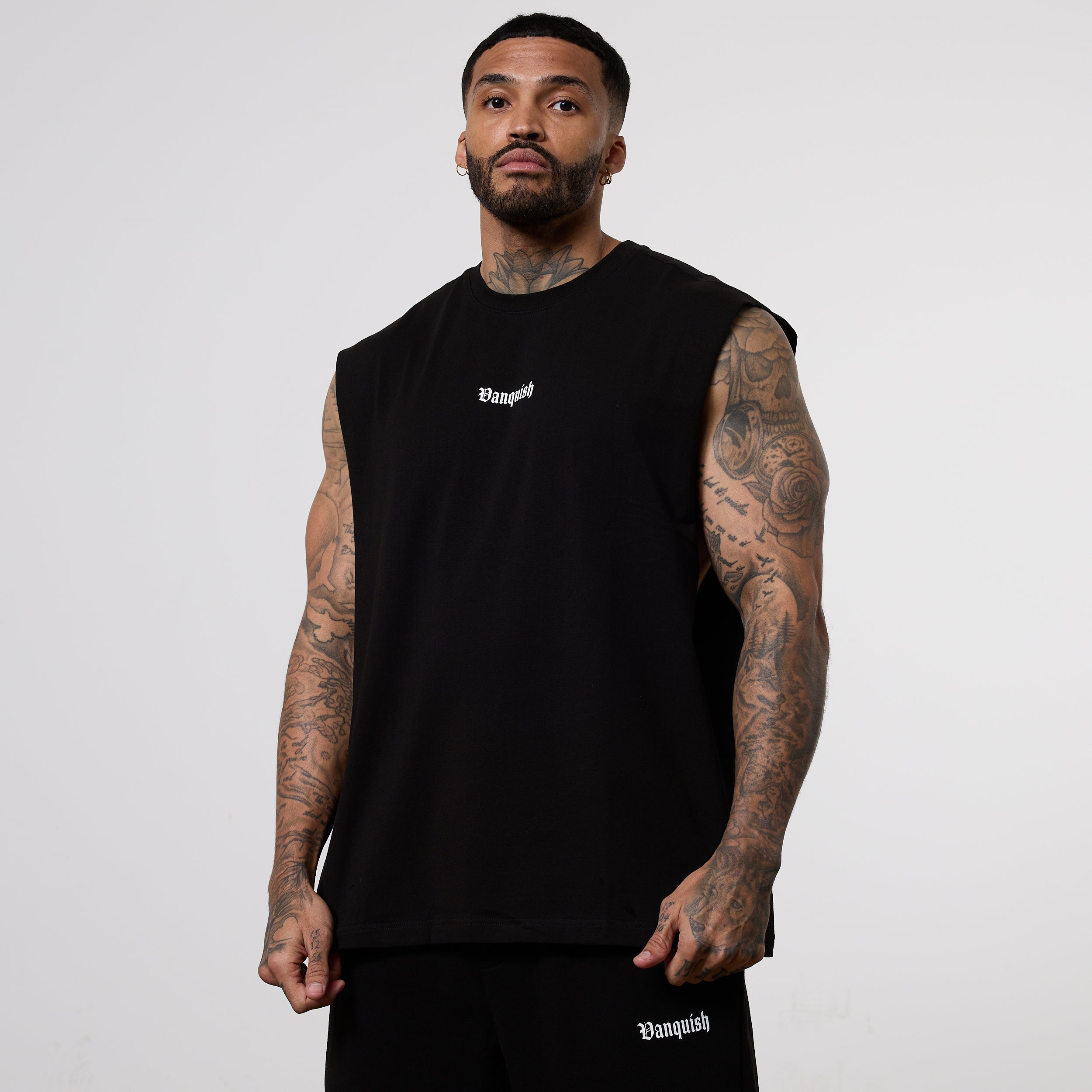 Vanquish Dark Script Black Sleeveless T-Shirt