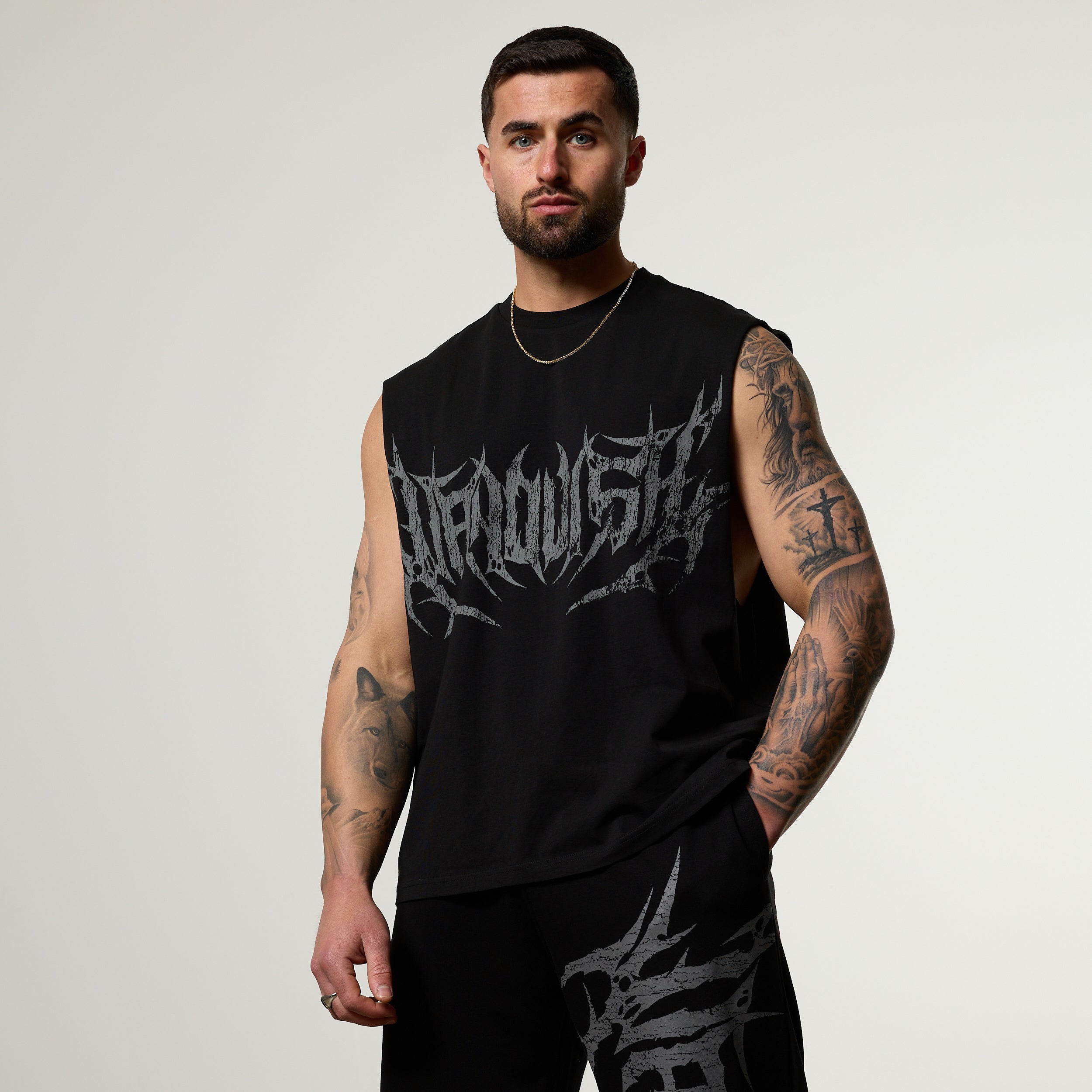 Vanquish Metal Black Cut Off Sleeveless