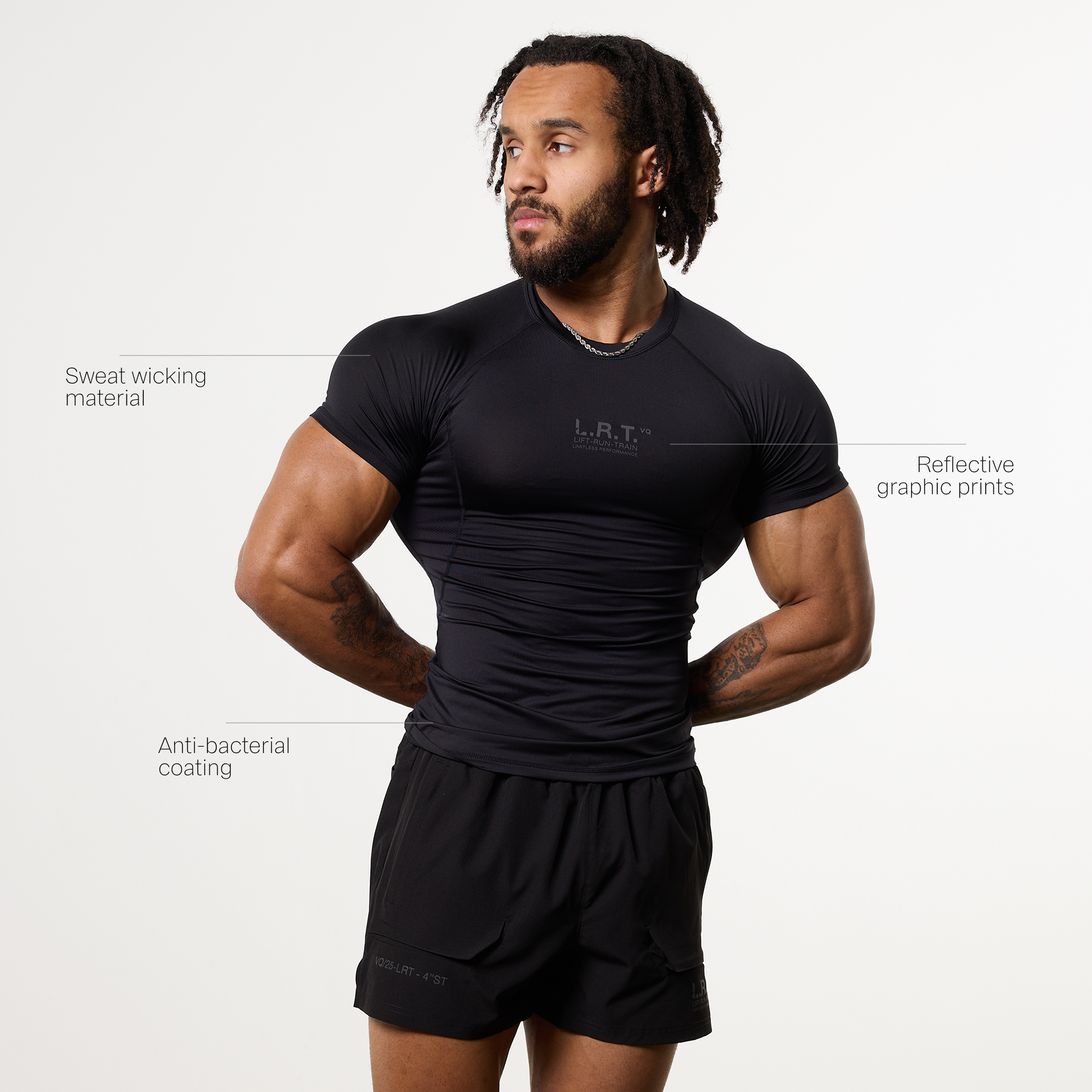 LRT Black Performance Short Sleeve Base Layer Top