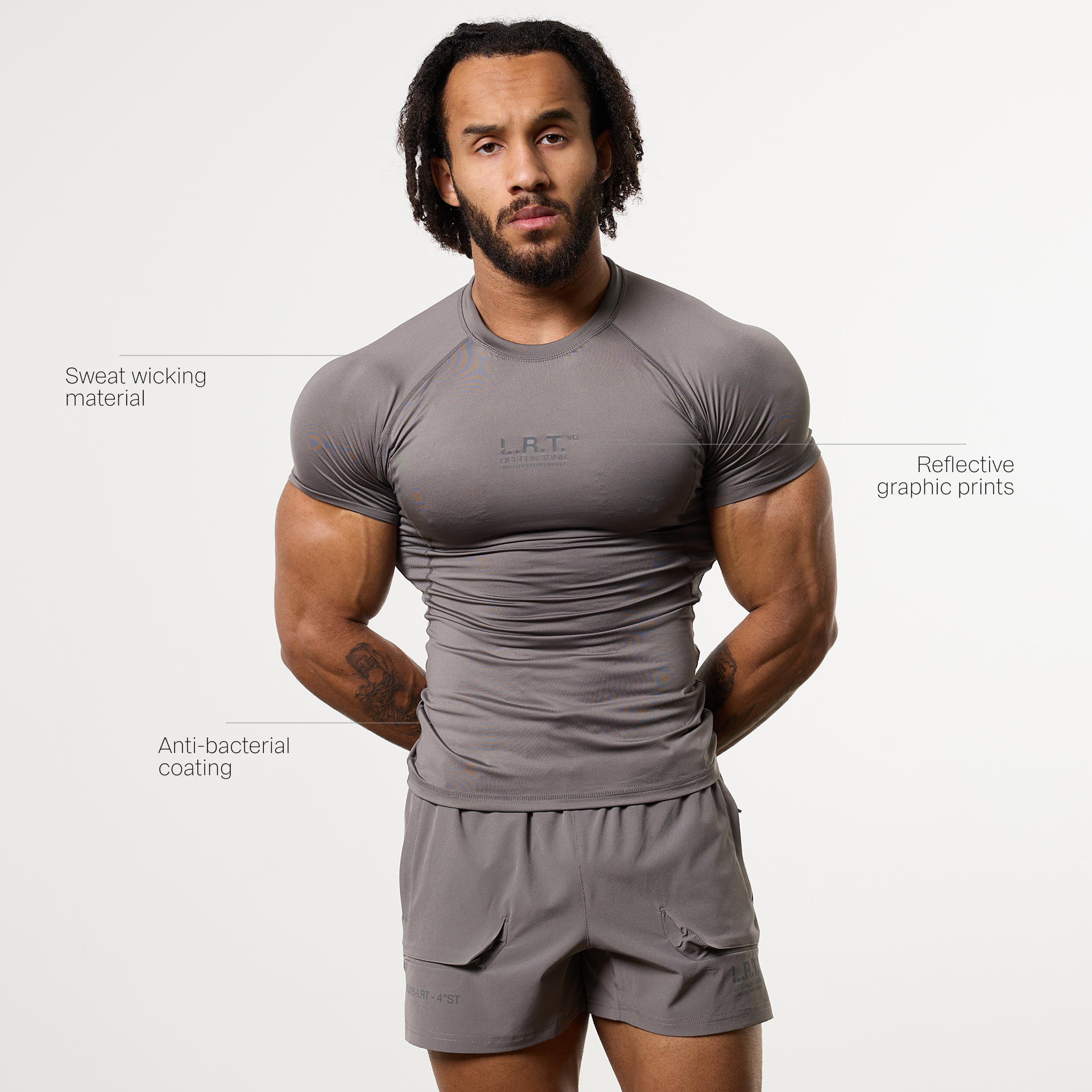 LRT Grey Performance Short Sleeve Base Layer Top