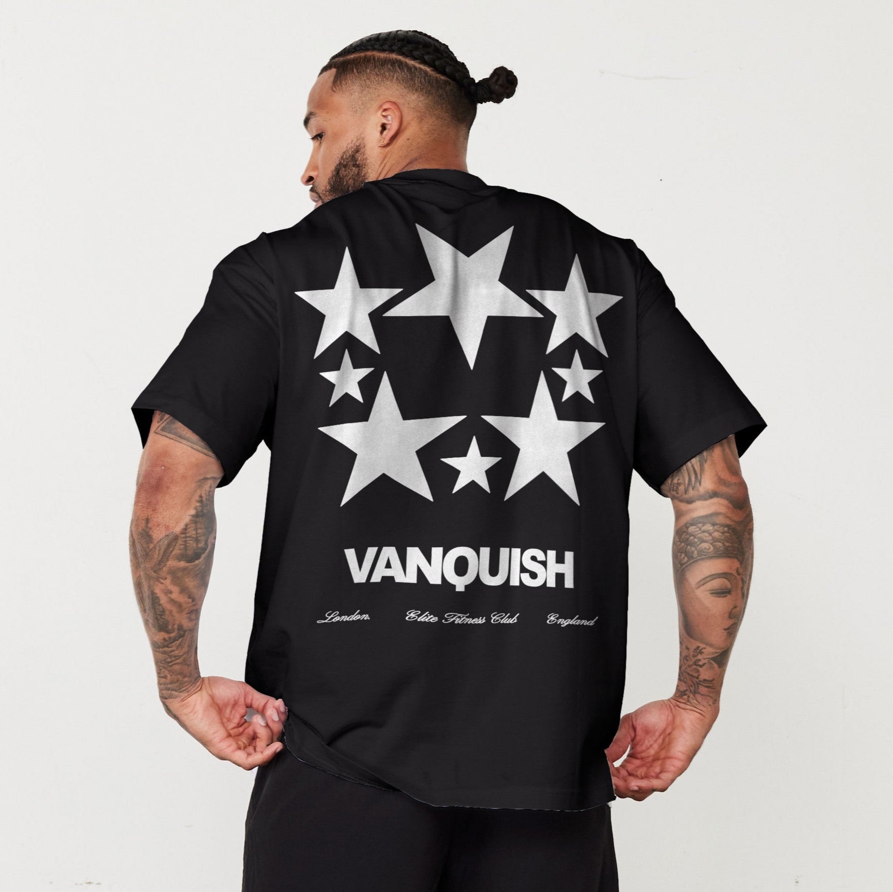 Vanquish Revolve Multi Star Black Oversized T Shirt