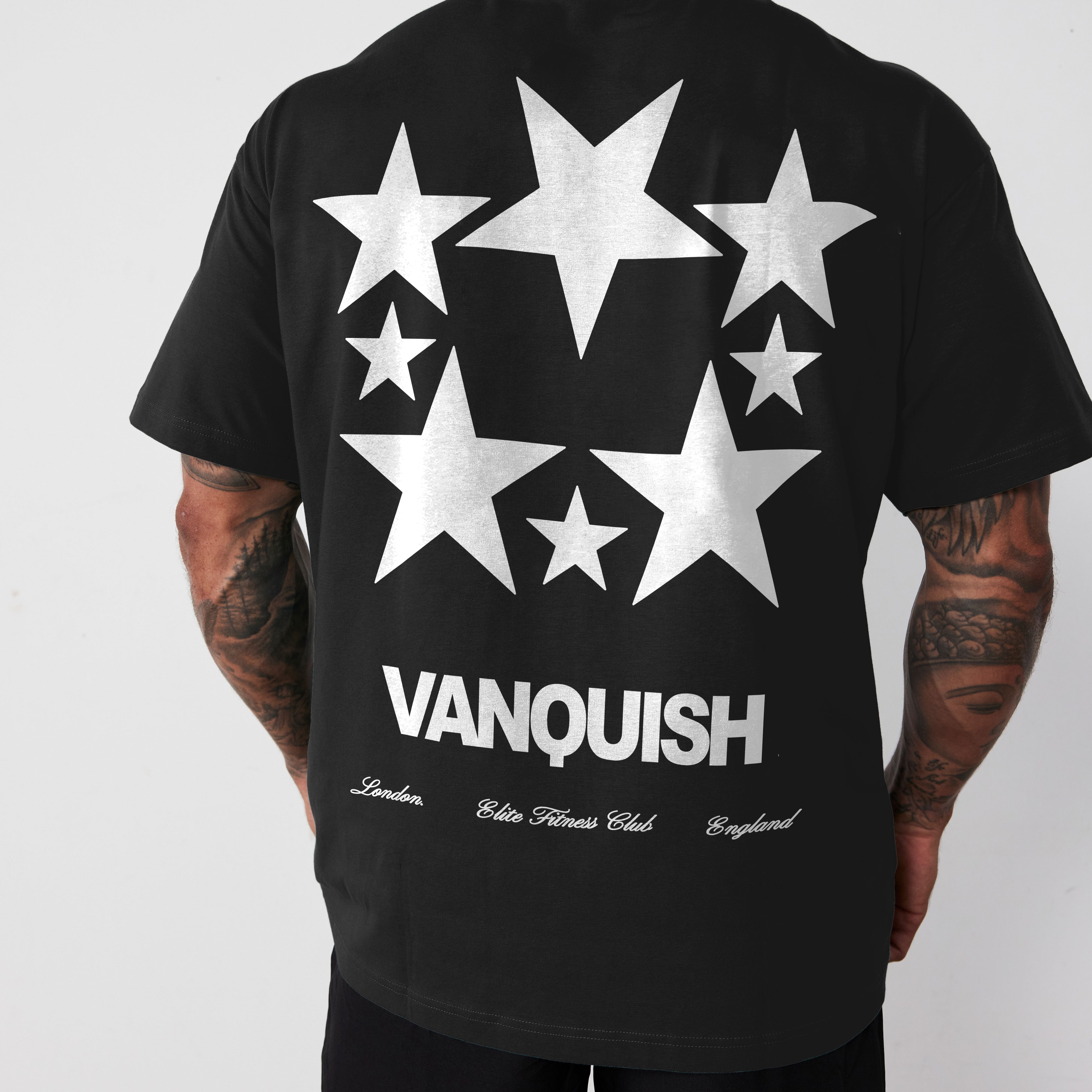 Vanquish Revolve Multi Star Black Oversized T Shirt