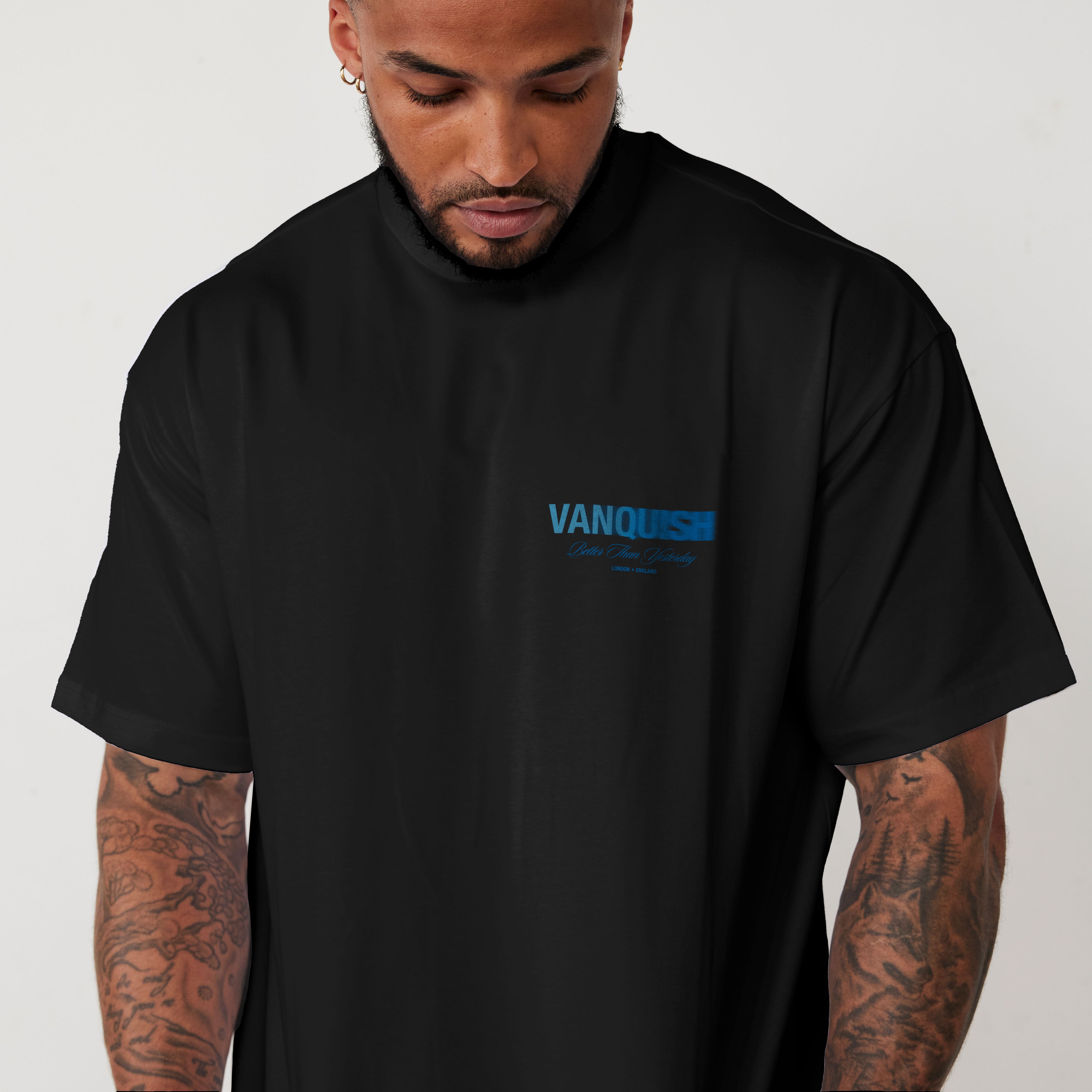 REVOLVE MOMENTUM BLACK AND BLUE BOXY T SHIRT