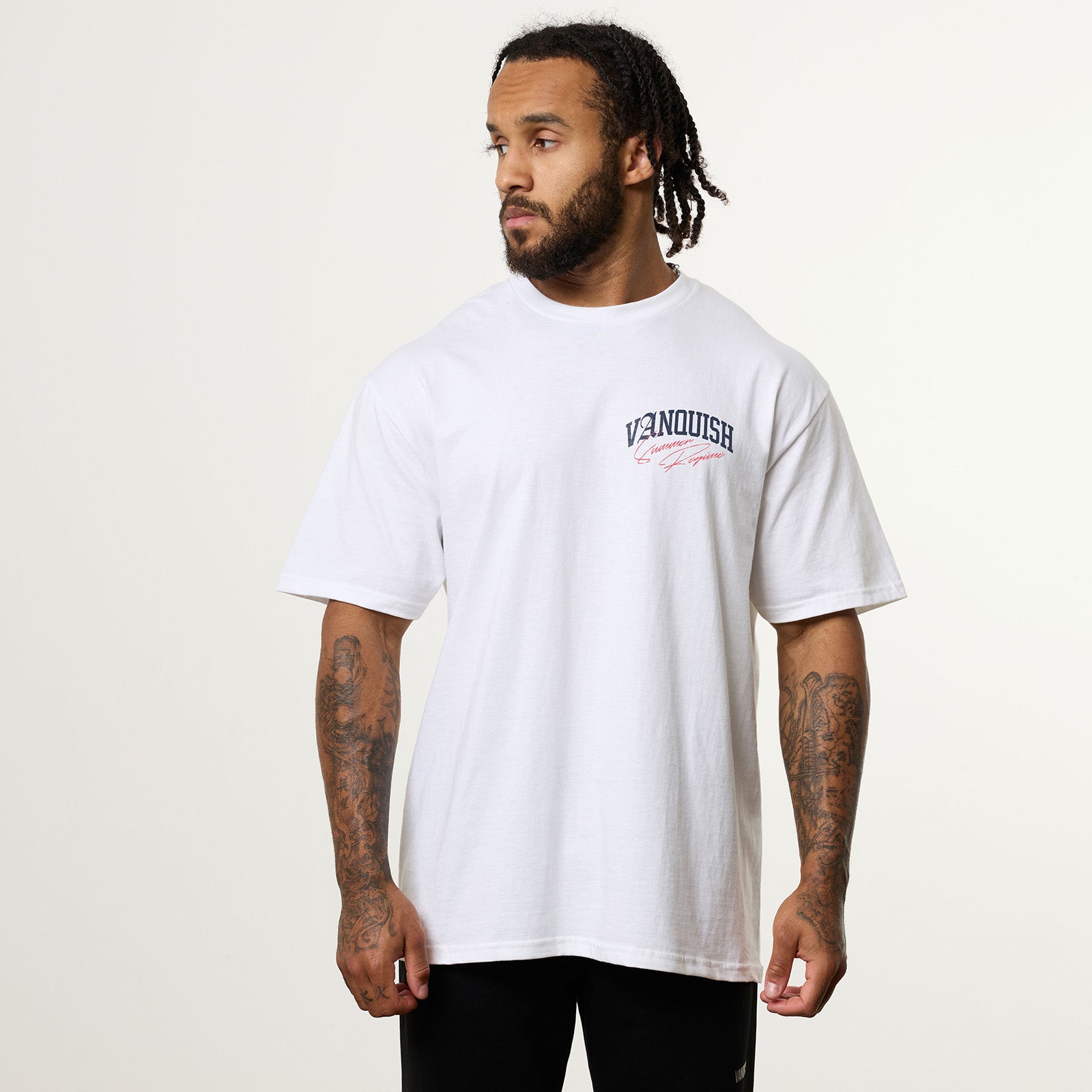 Vanquish Revolve Summer Regime White & Red Oversized T Shirt