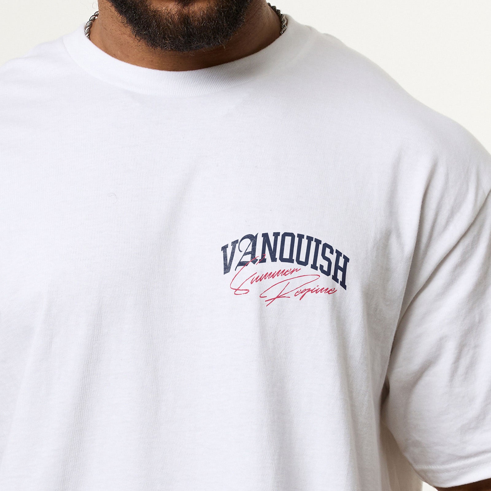 Vanquish Revolve Summer Regime White & Red Oversized T Shirt