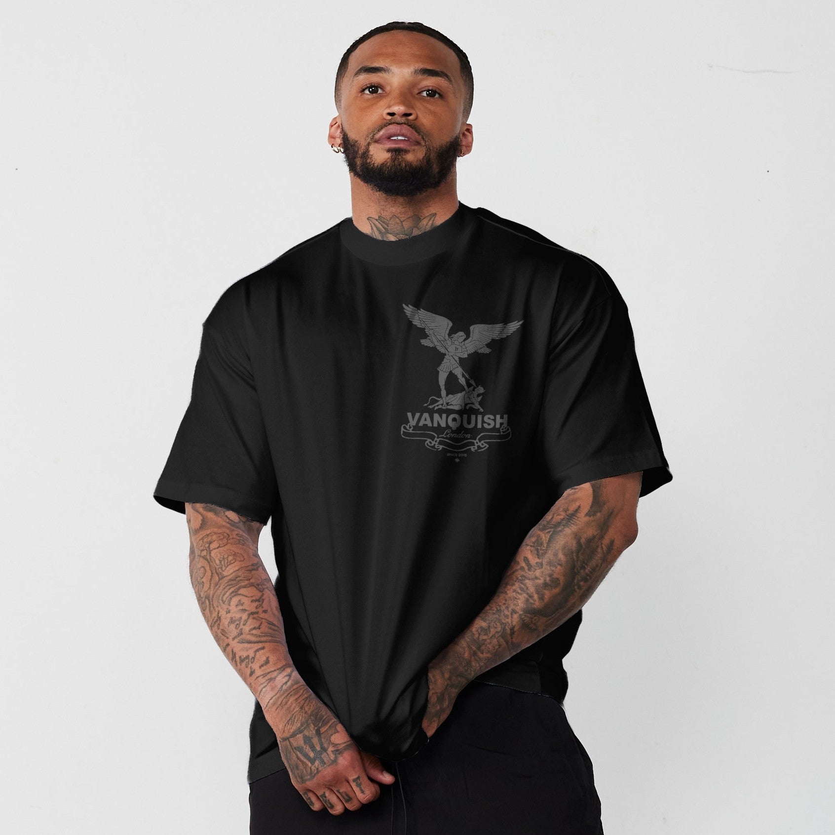 Vanquish Revolve Saints Black Oversized T Shirt