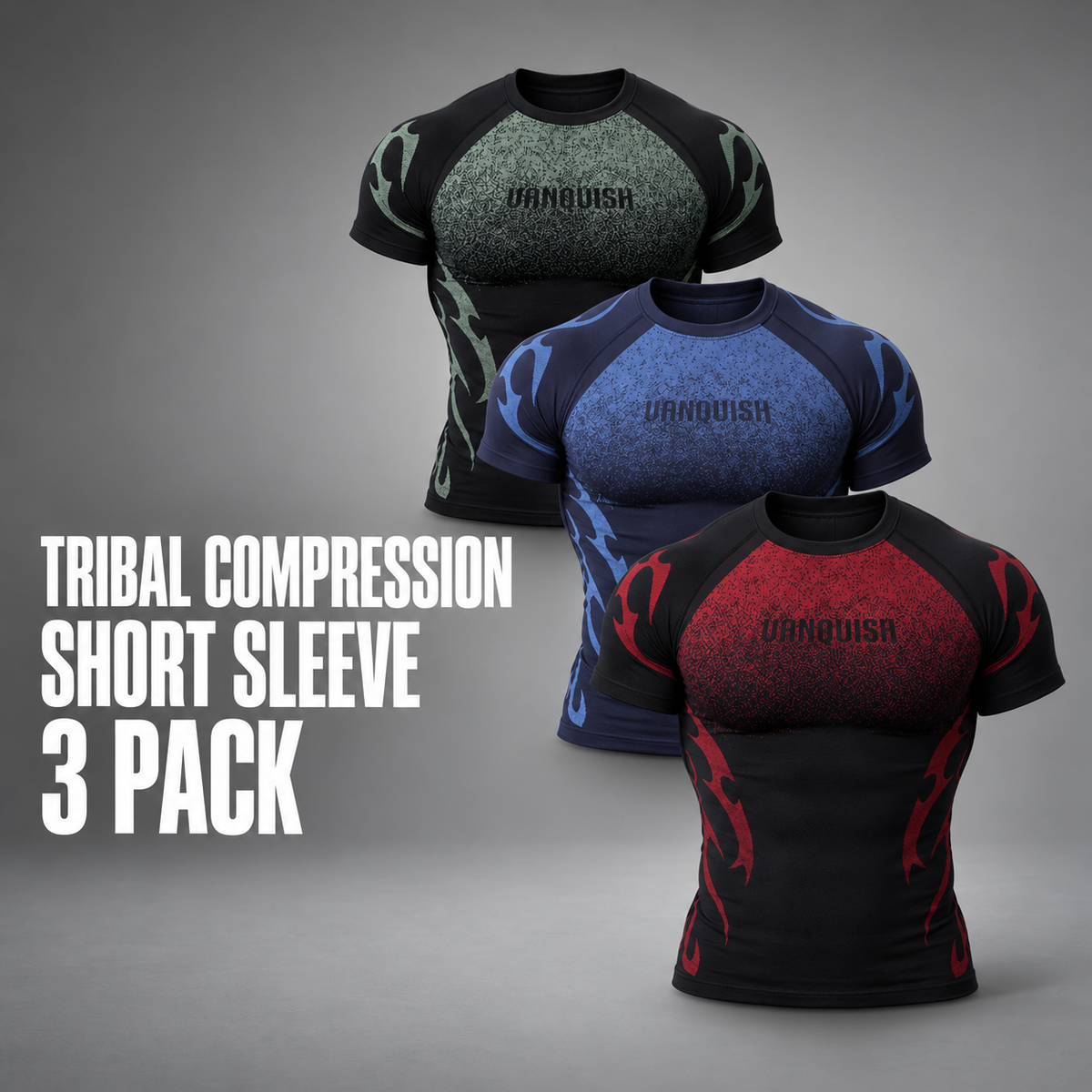 Tribal Compression Short Sleeve Multi 3 Pack - Mint, Navy Red
