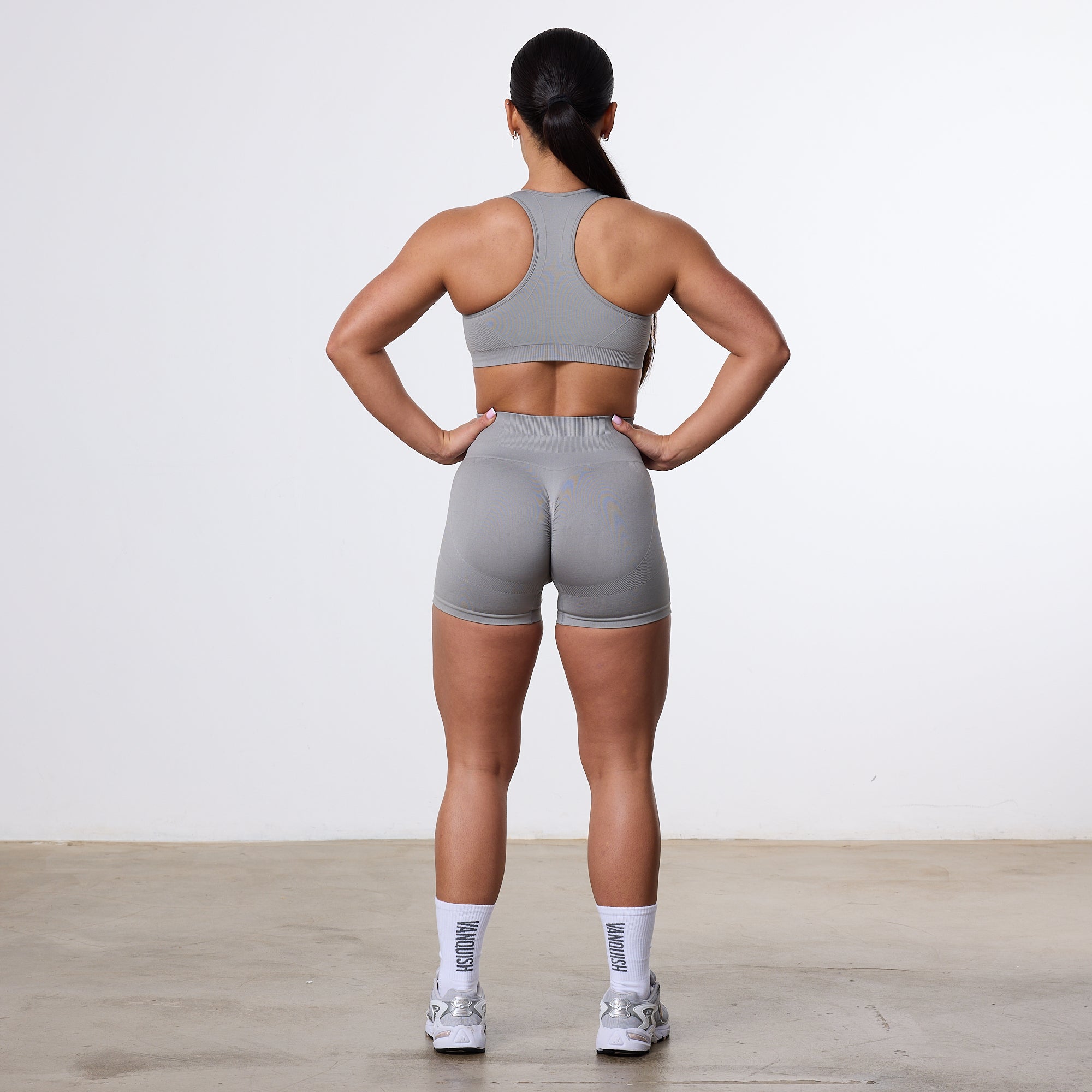 Vanquish Elevate Seamless Scrunch Smoke Grey Booty Shorts