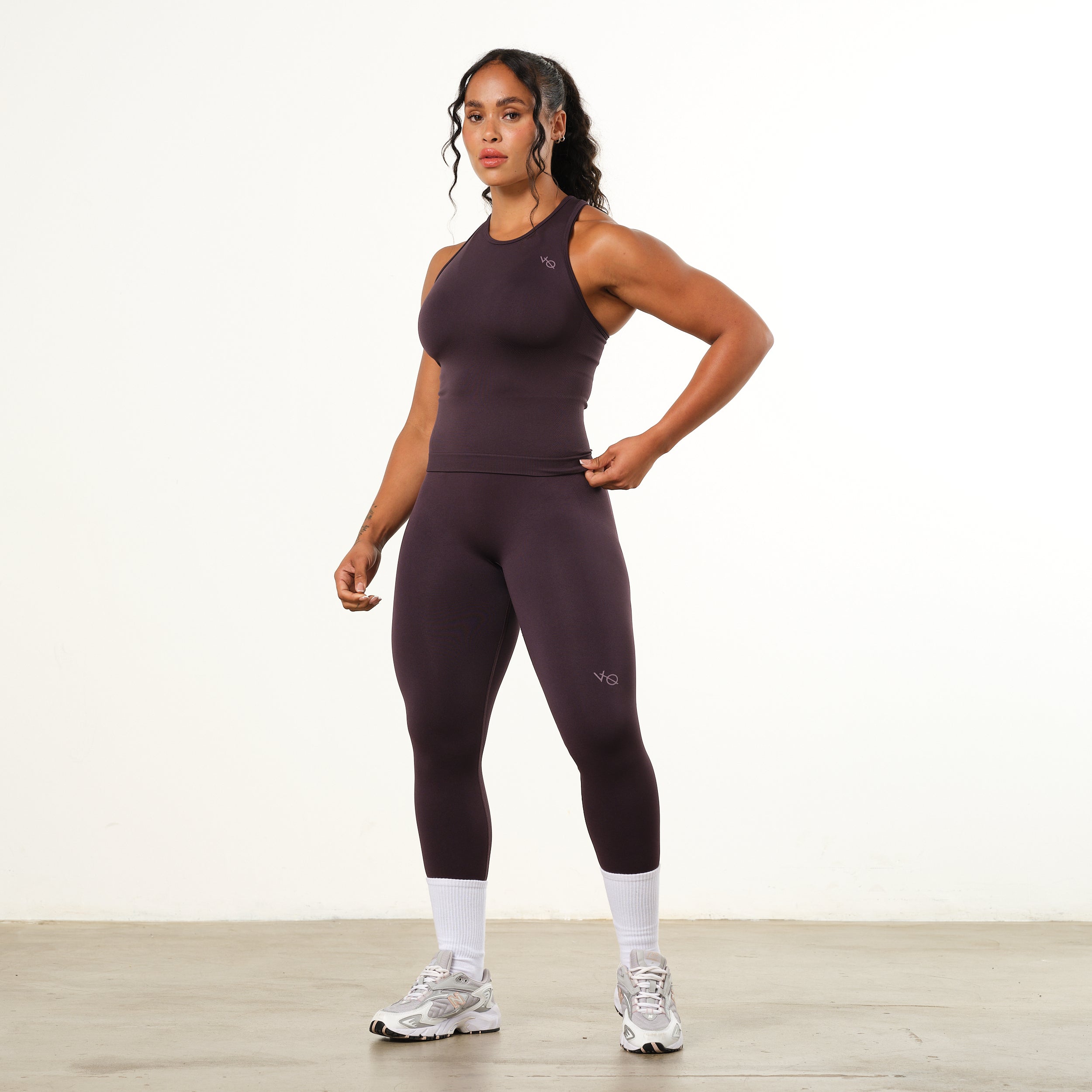 Vanquish Elevate Seamless Plum Racer Back Midi Tank Top