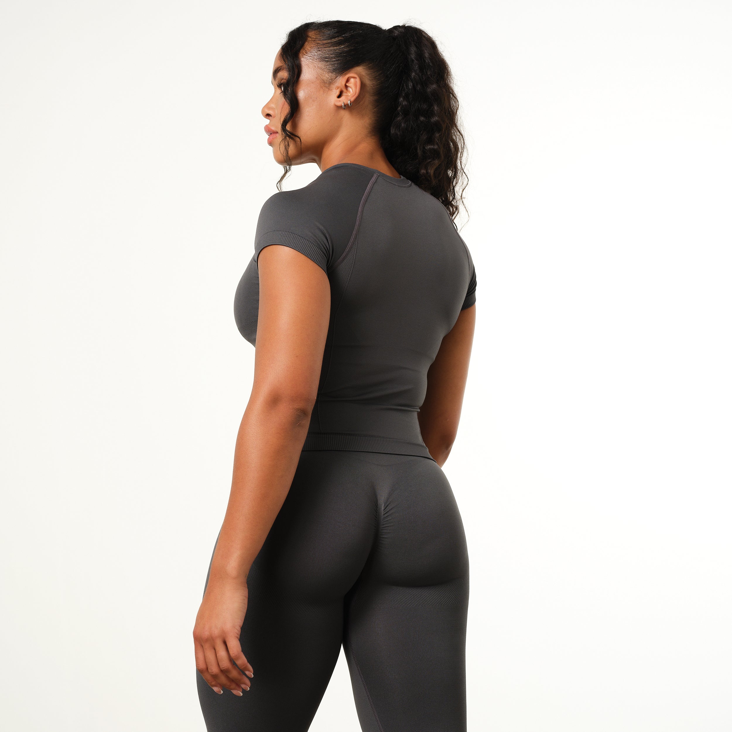 Vanquish Elevate Seamless Charcoal Midi Cap Sleeve T Shirt