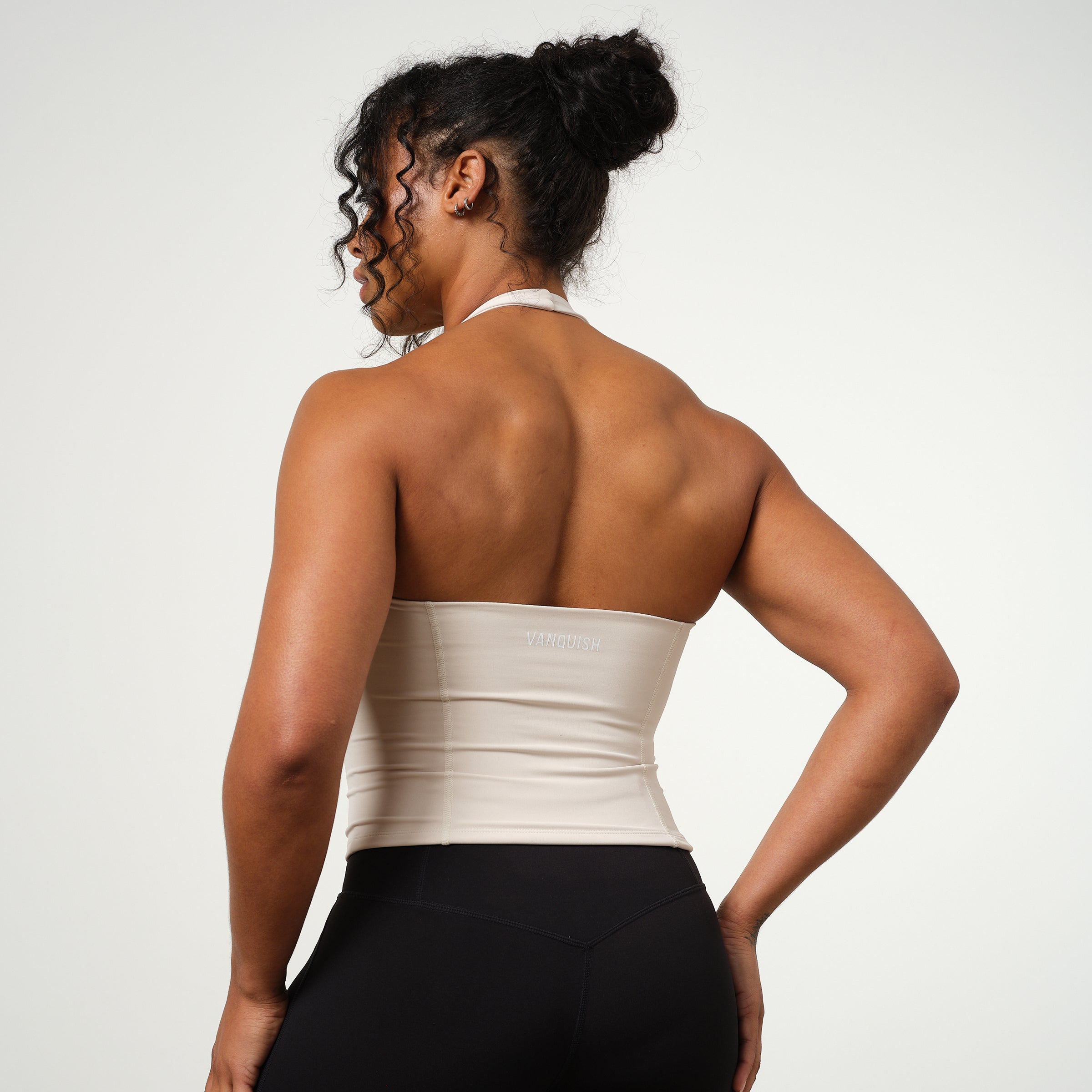 VANQUISH ENHANCE NUDE HALTER NECK TOP