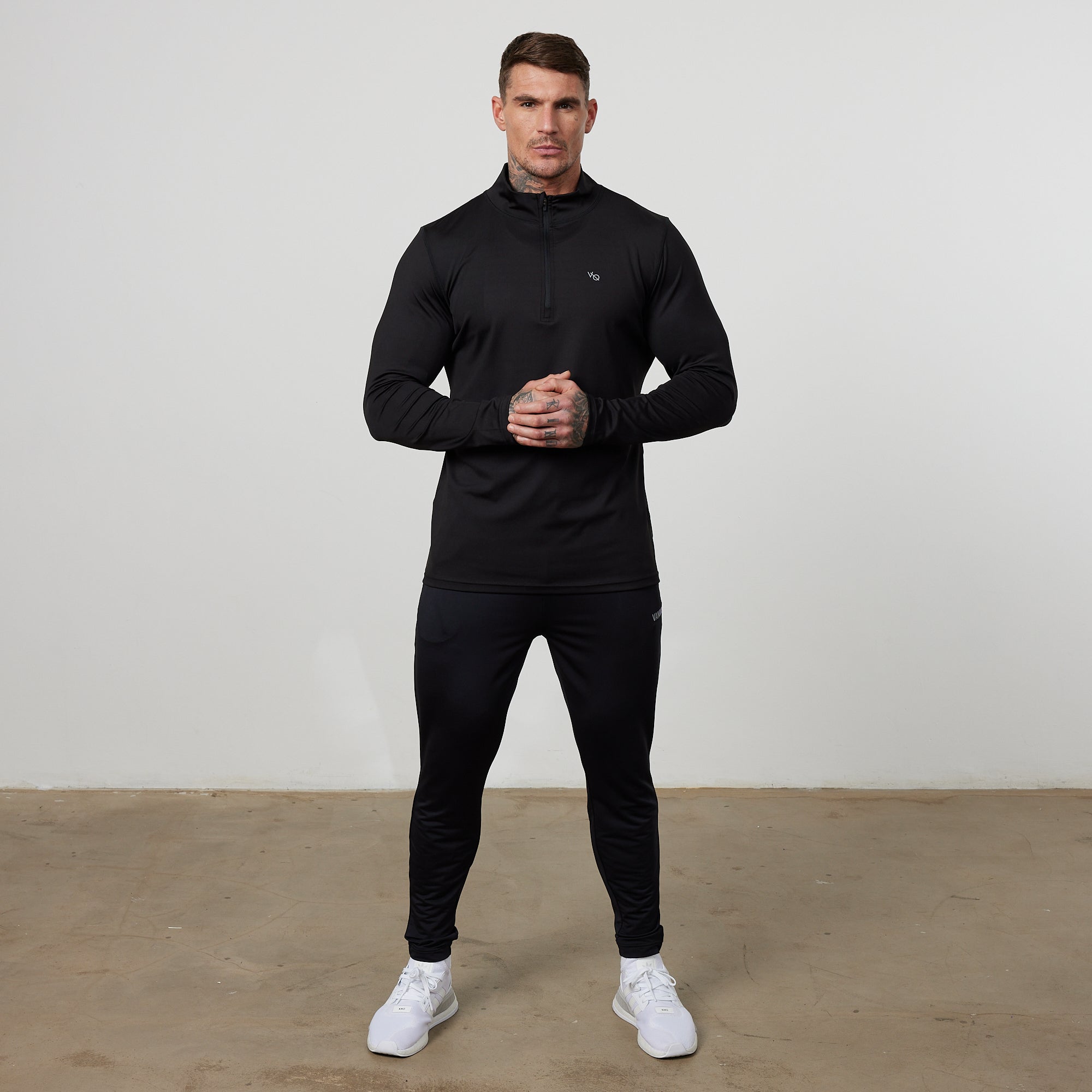 Vanquish Essential Black Performance 1/4 Zip Top