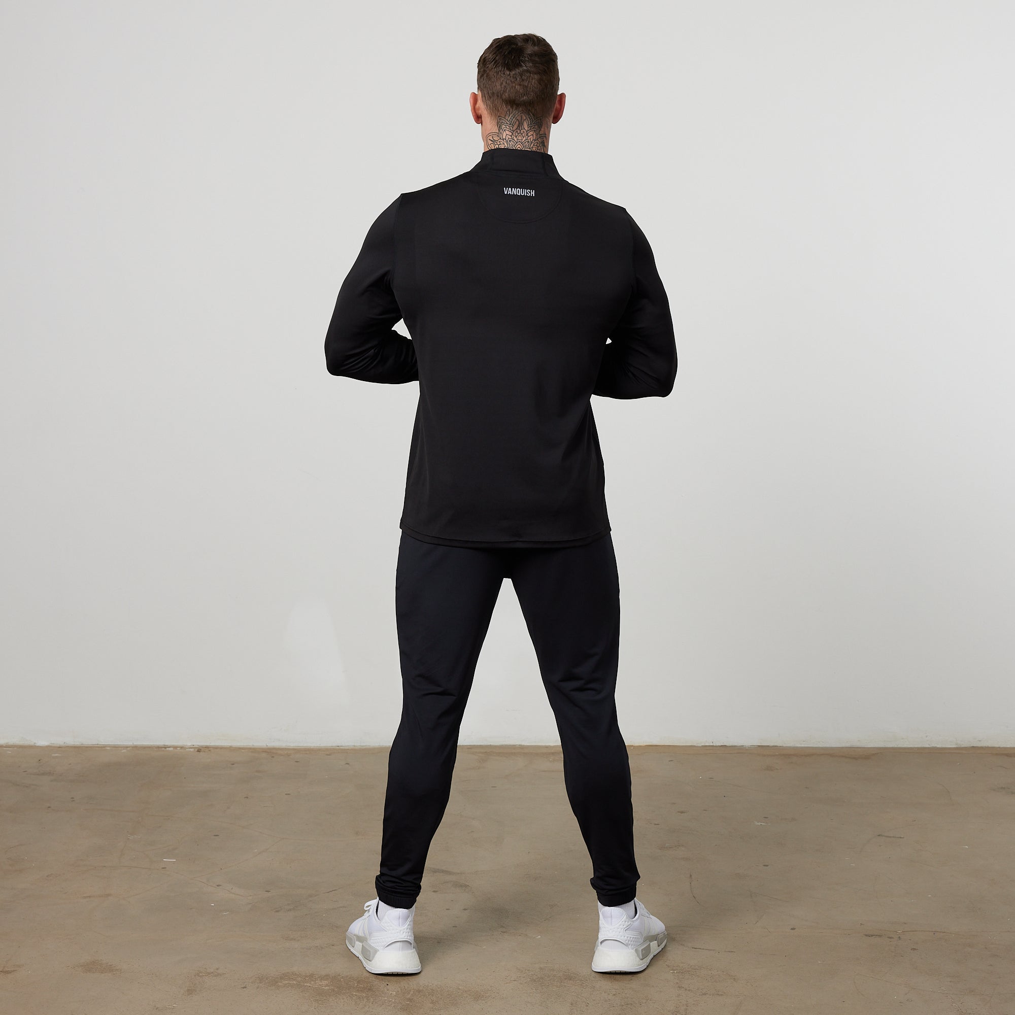 Vanquish Essential Black Performance 1/4 Zip Top