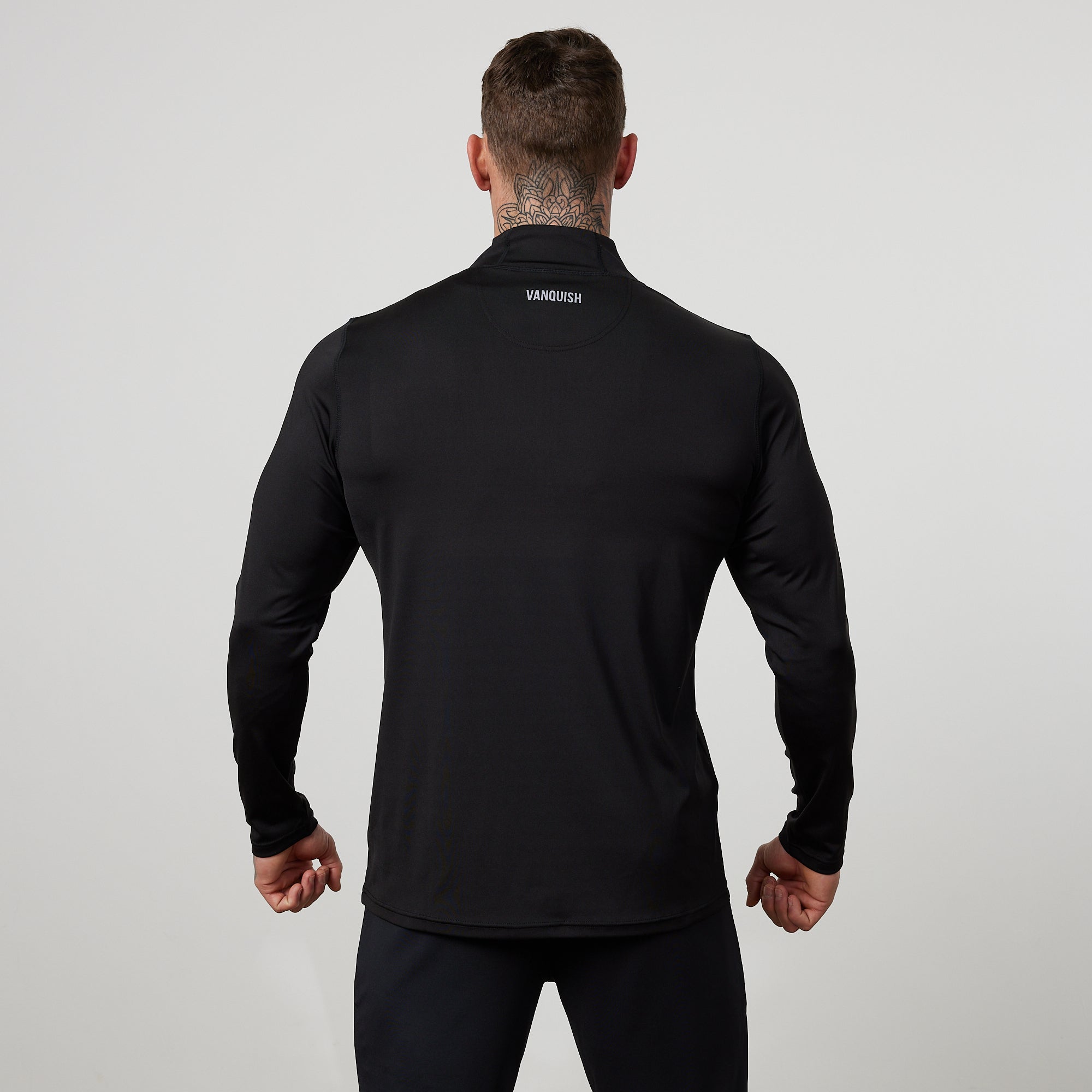 Vanquish Essential Black Performance 1/4 Zip Top