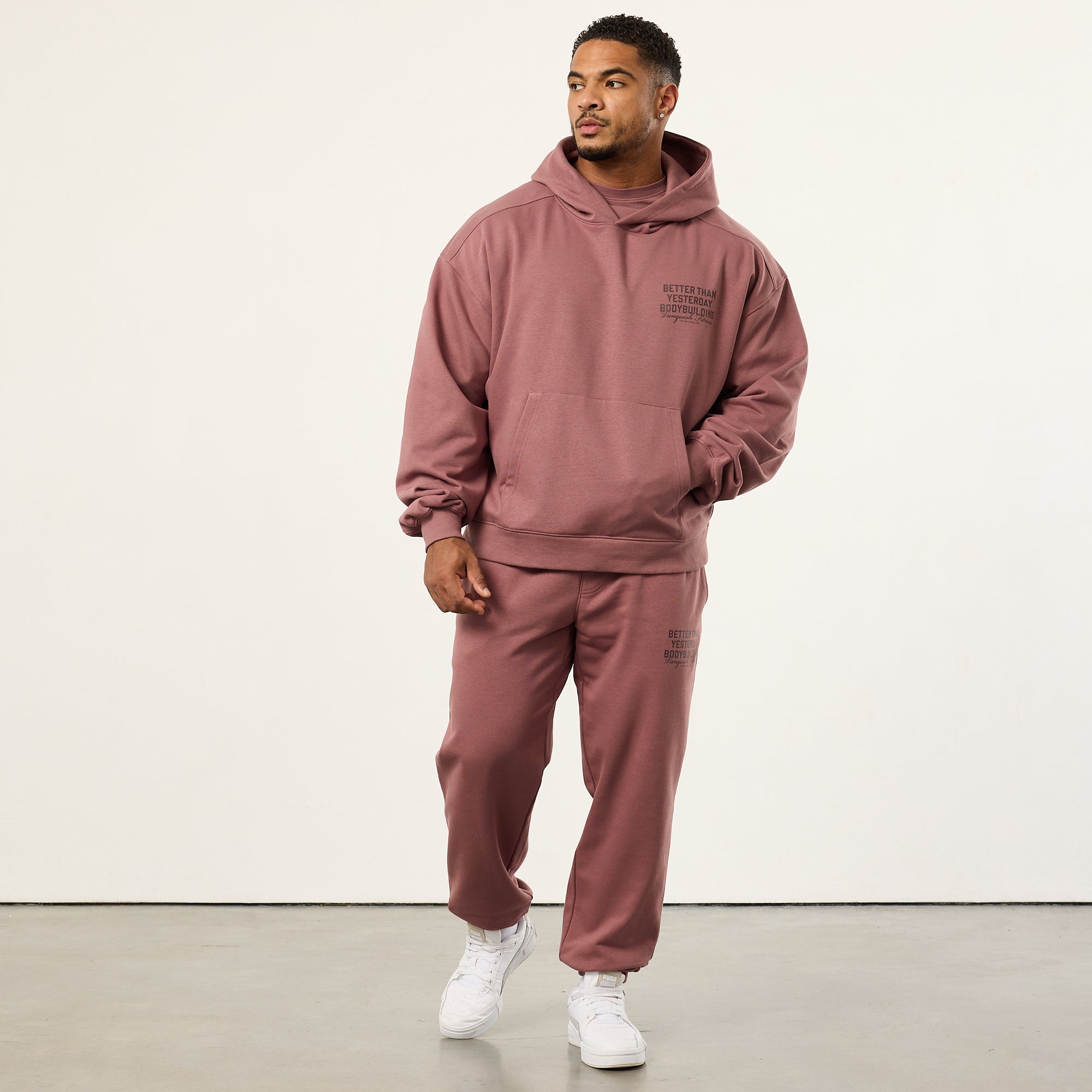 Vanquish Bodybuilding – Übergroßer, kastiger Kapuzenpullover in Dunkelmalve