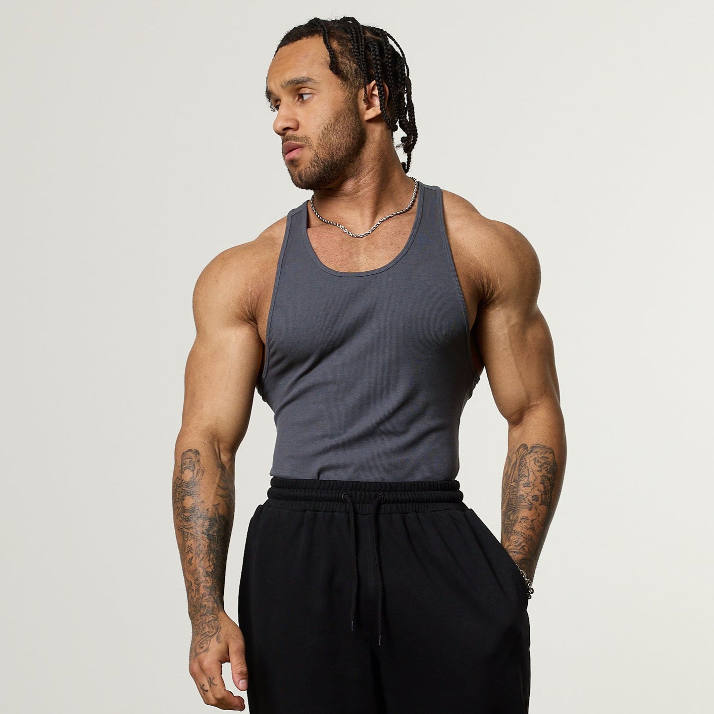 Vanquish Essential V2 Denim Blue Ribbed Tank