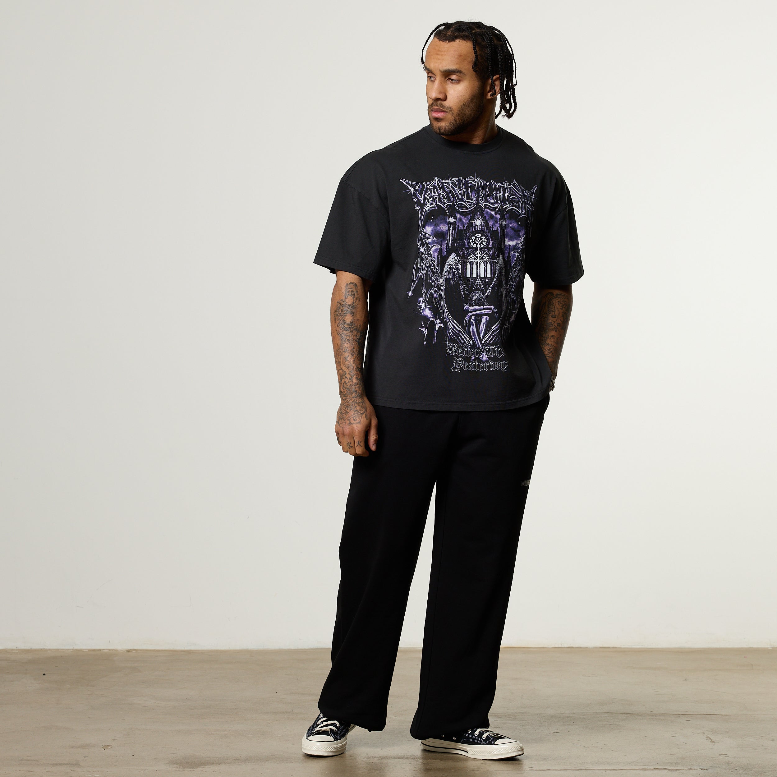 Vanquish Obsidian Black Angel Oversized Boxy T Shirt