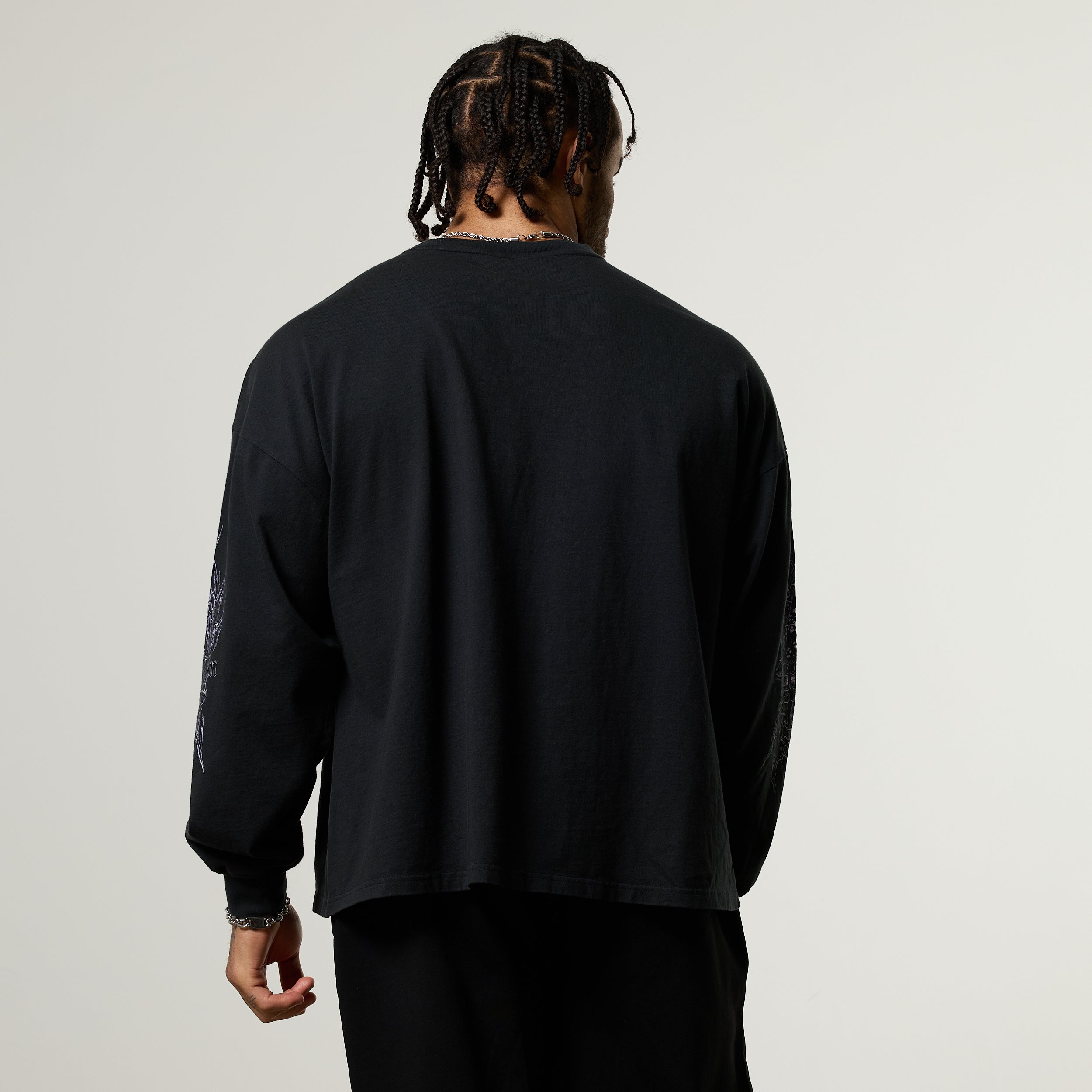 Vanquish Obsidian Black Angel Oversized Boxy Long Sleeve T Shirt