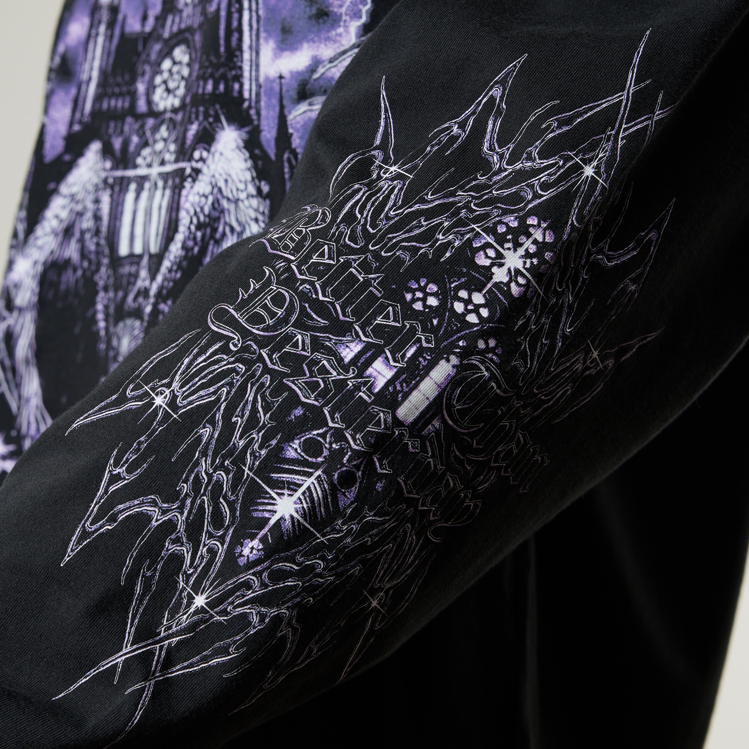 Vanquish Obsidian Black Angel Oversized Boxy Long Sleeve T Shirt