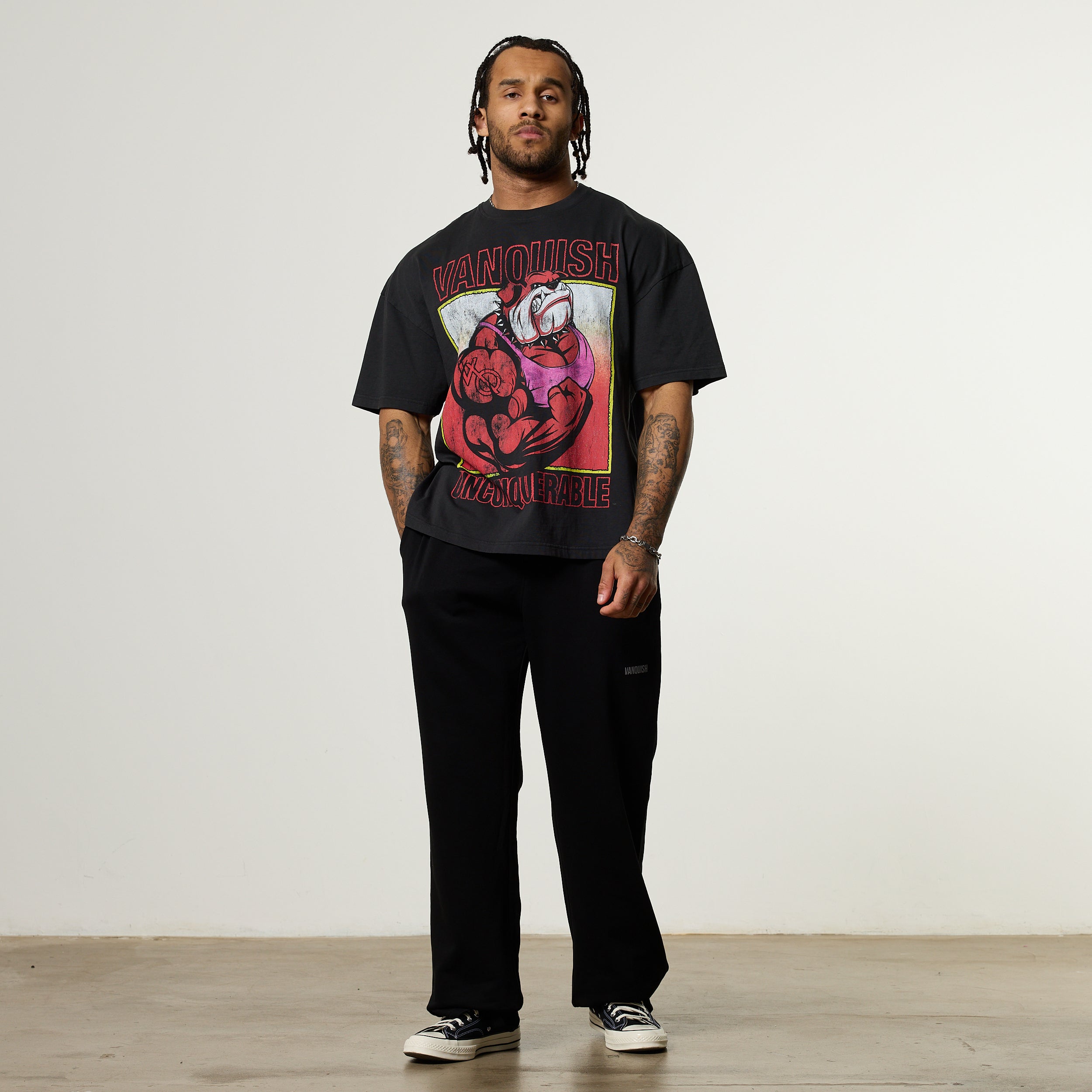 Vanquish Obsidian Black Bulldog Oversized Boxy T Shirt