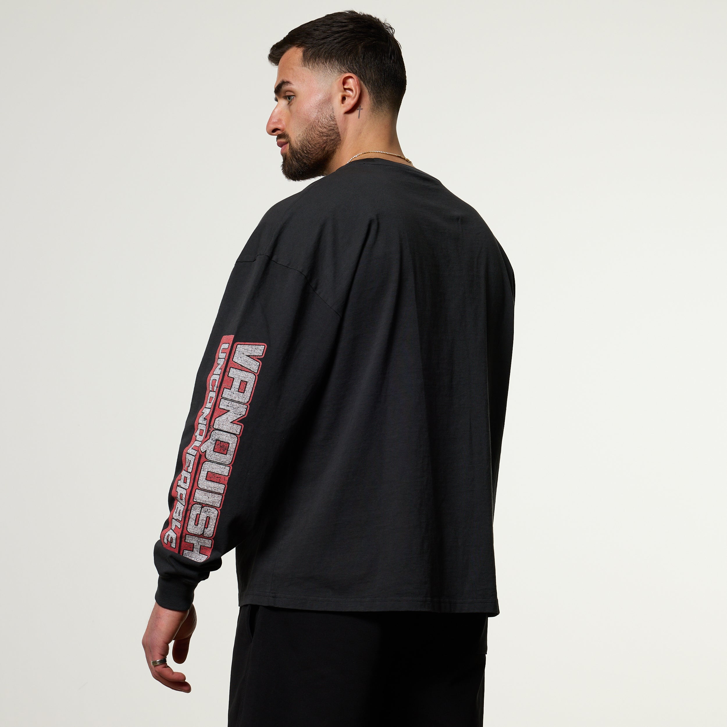 Vanquish Obsidian Black Dobermann Oversized Long Sleeve Boxy T Shirt