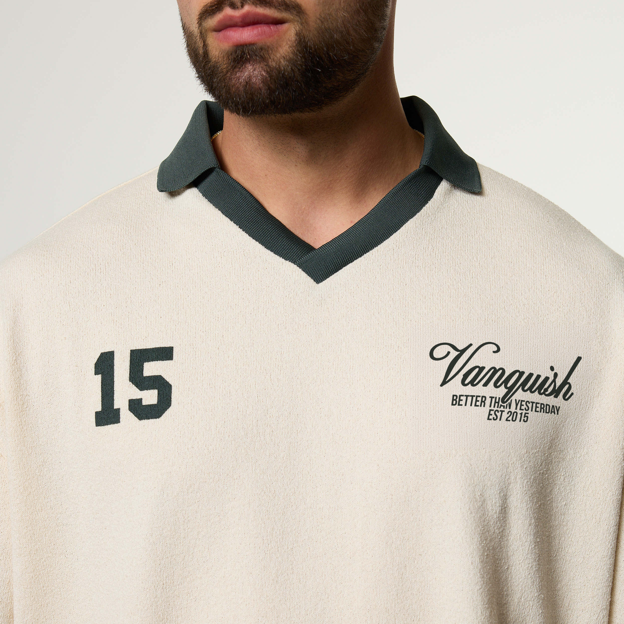 Vanquish Off White Textured Soccer Jersey
