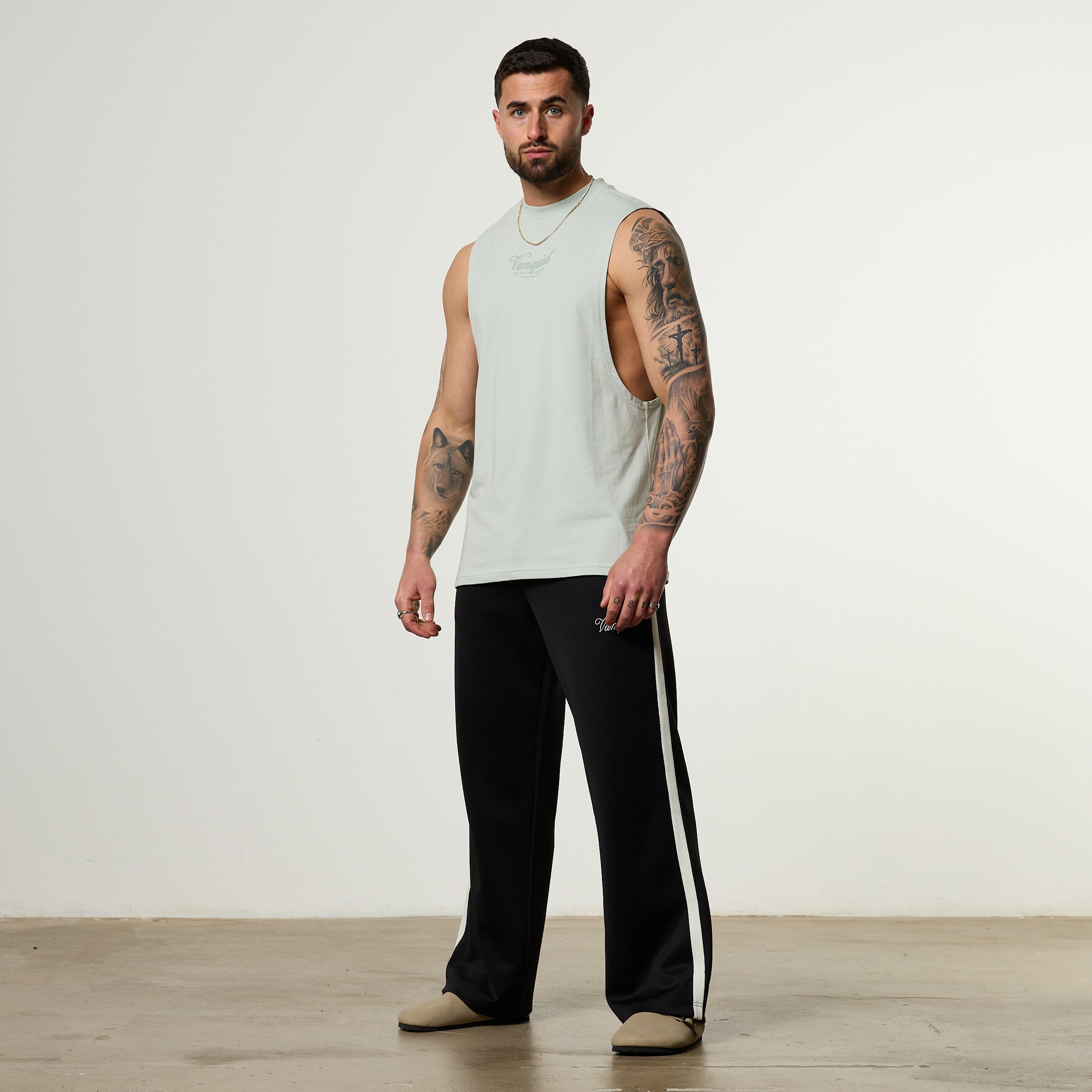 Vanquish Off Season Green Sleeveless T Shirt
