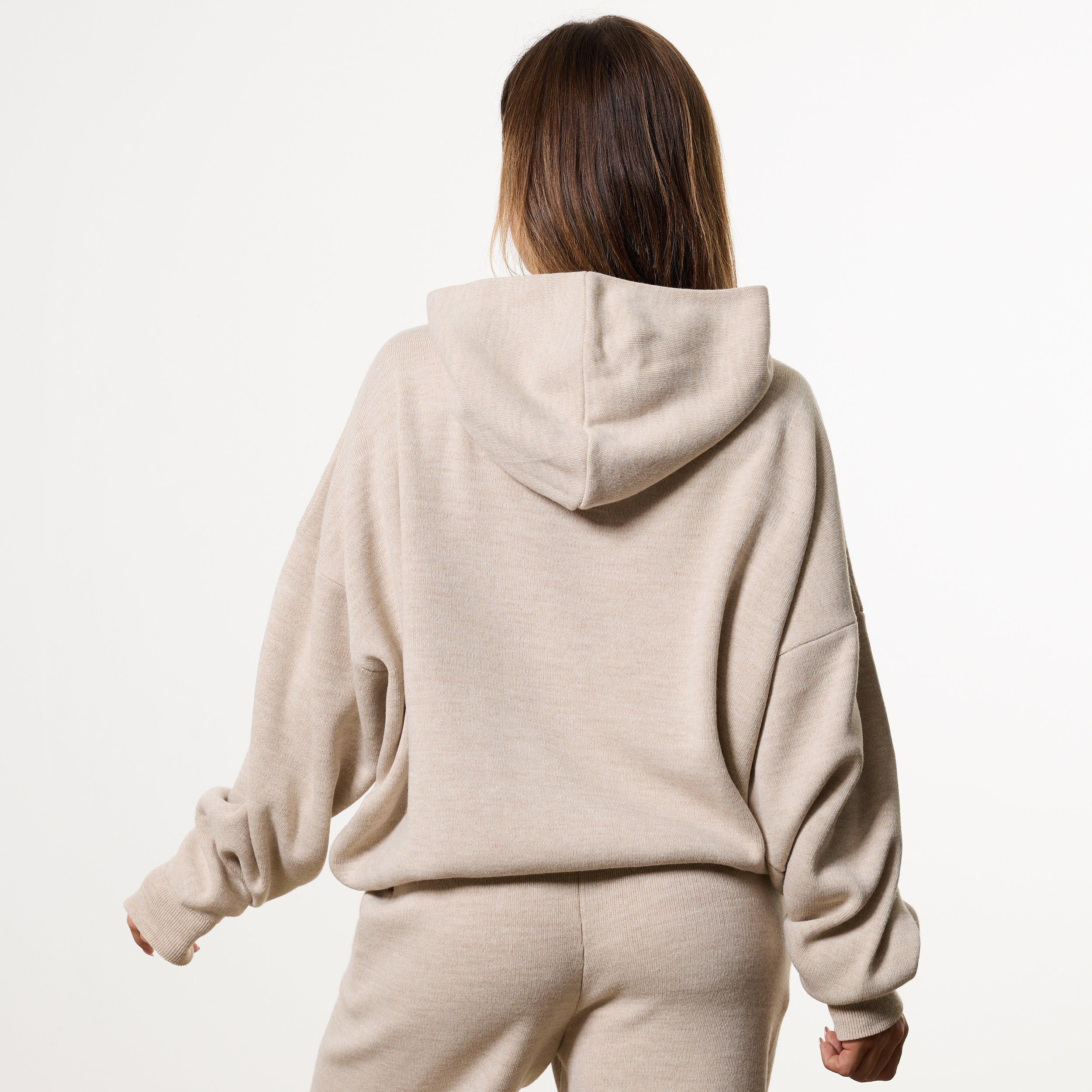 WOMENS EMBROIDERED KNIT OAT OVERSIZED HOODIE