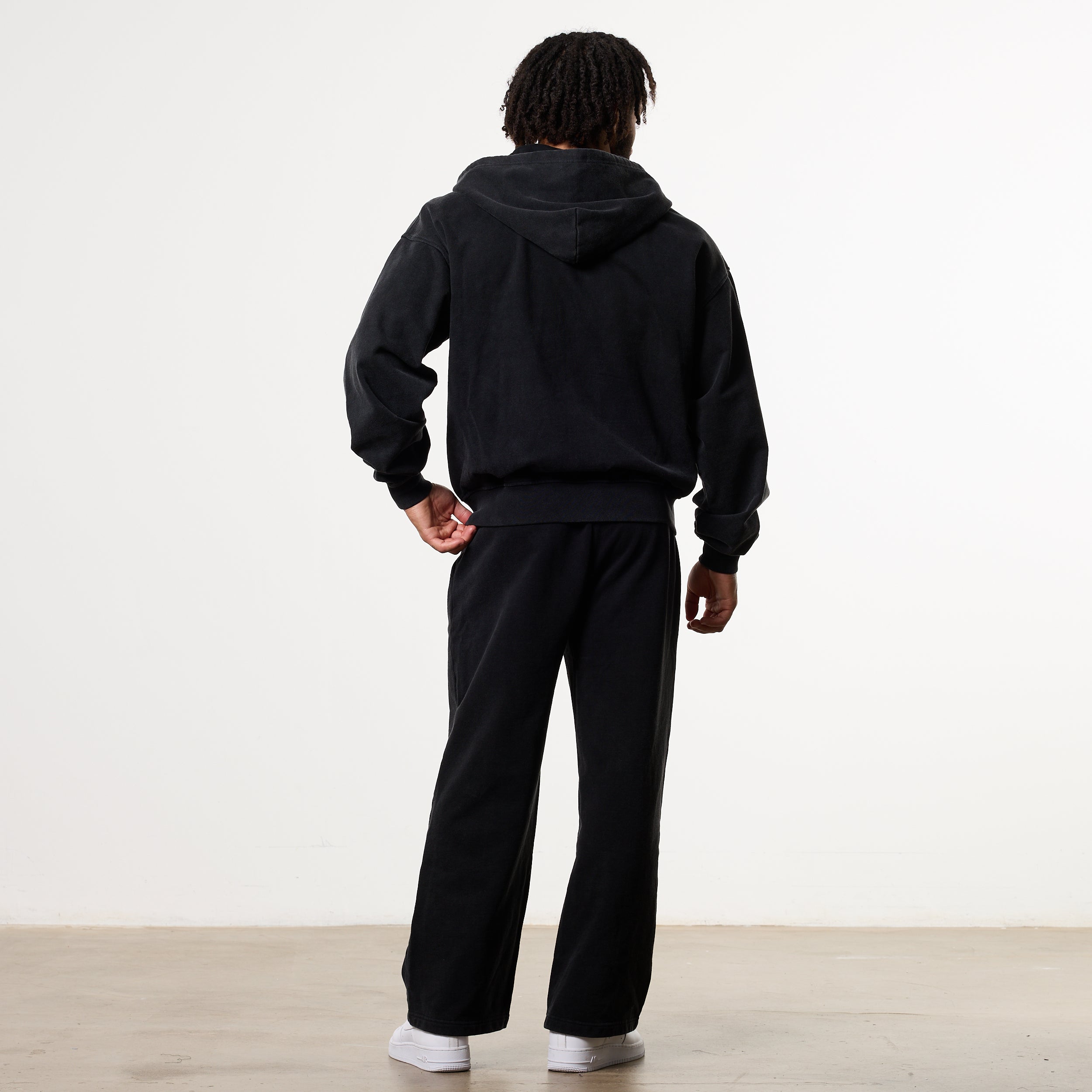 WASHED BLACK HEAVY WEIGHT OVERSIZED ZIP HOODIE