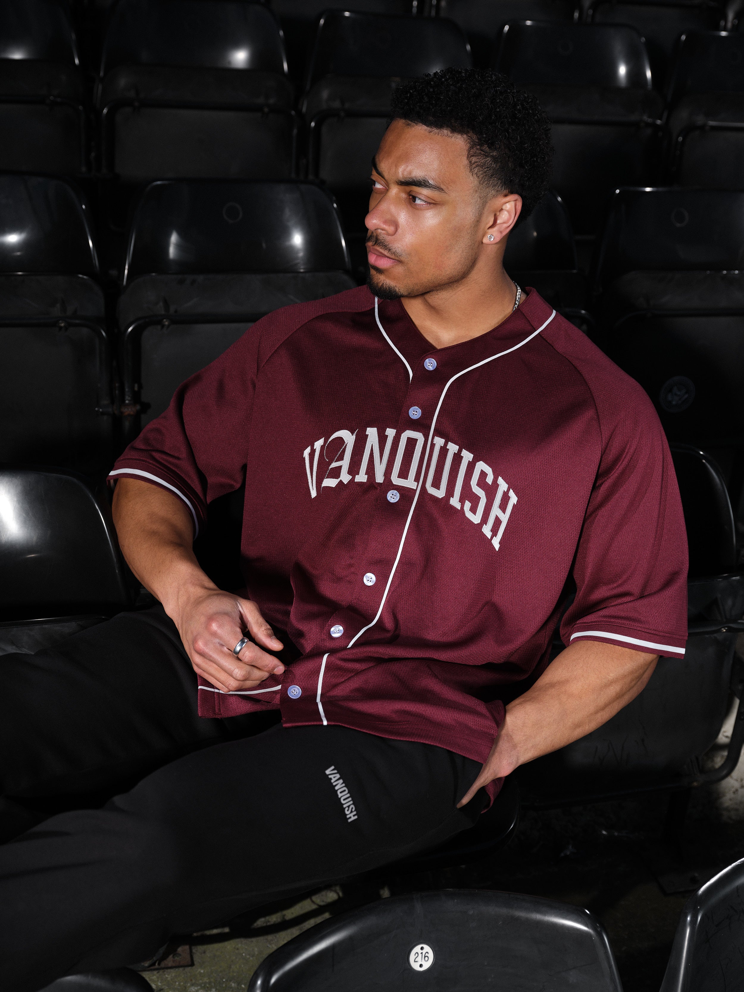 VANQUISH RED OVERSIZED BASEBALL JERSEY