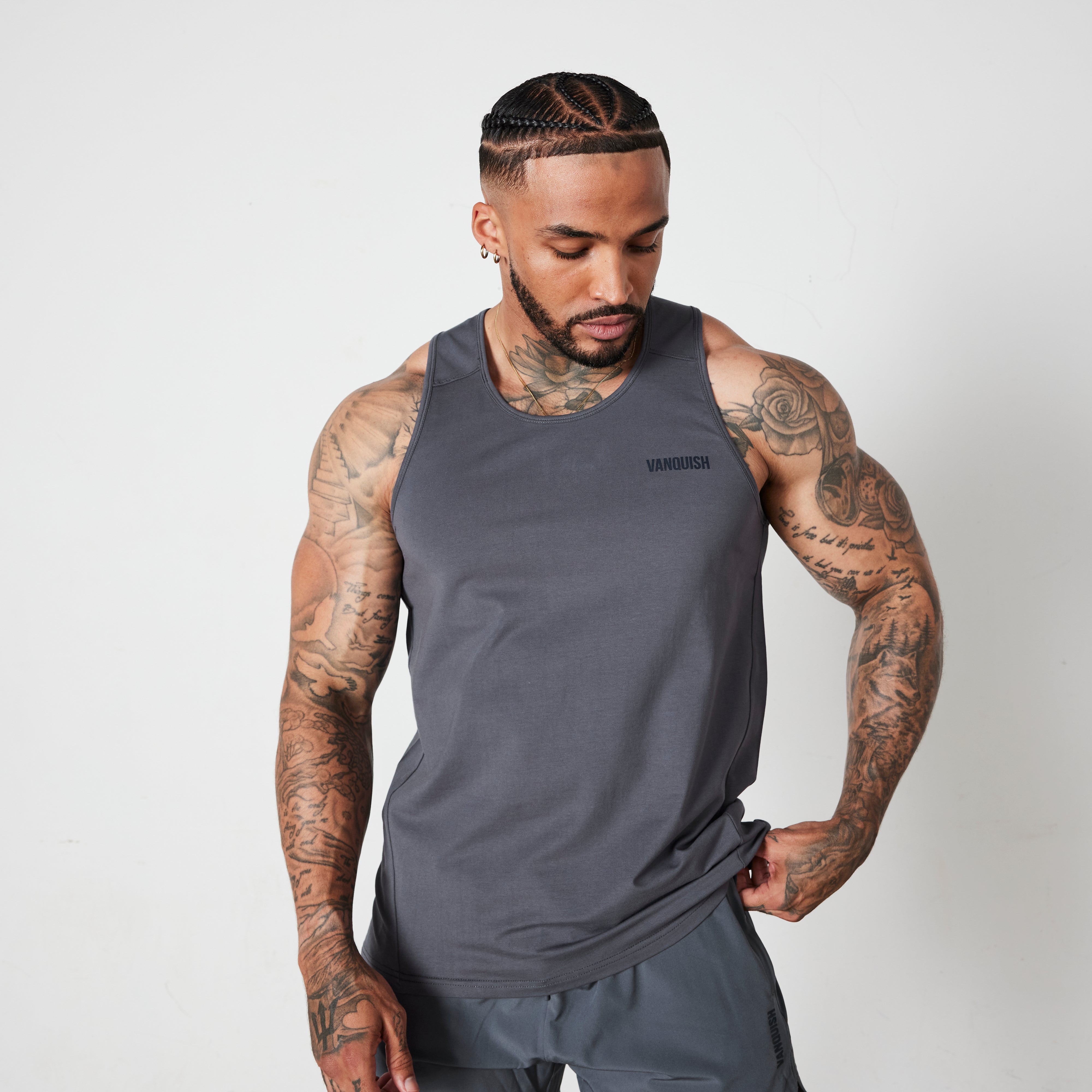 Vanquish Essential Denim Blue Regular Fit Tank Top