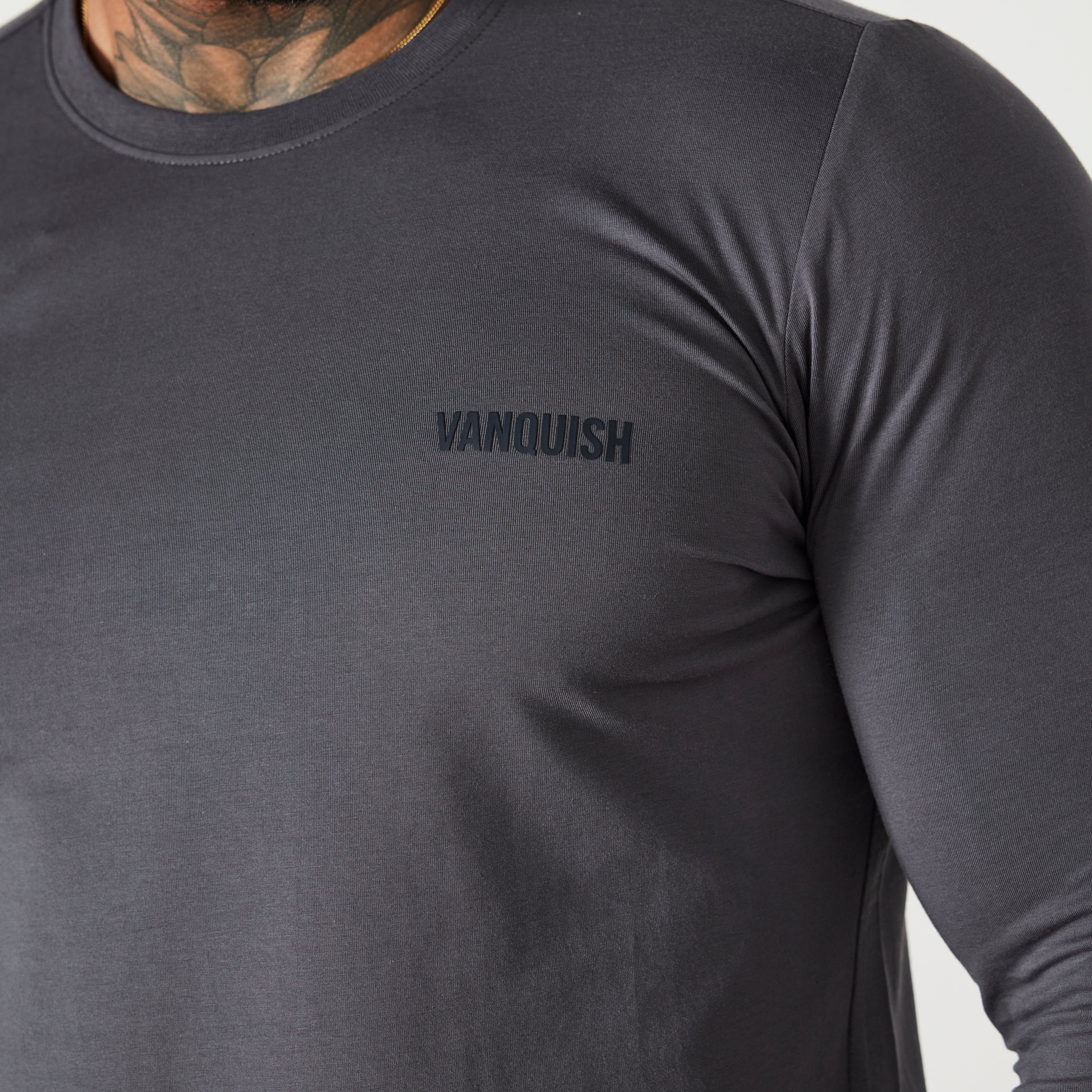 Vanquish Essential Denim Blue Slim Fit Long Sleeve T Shirt