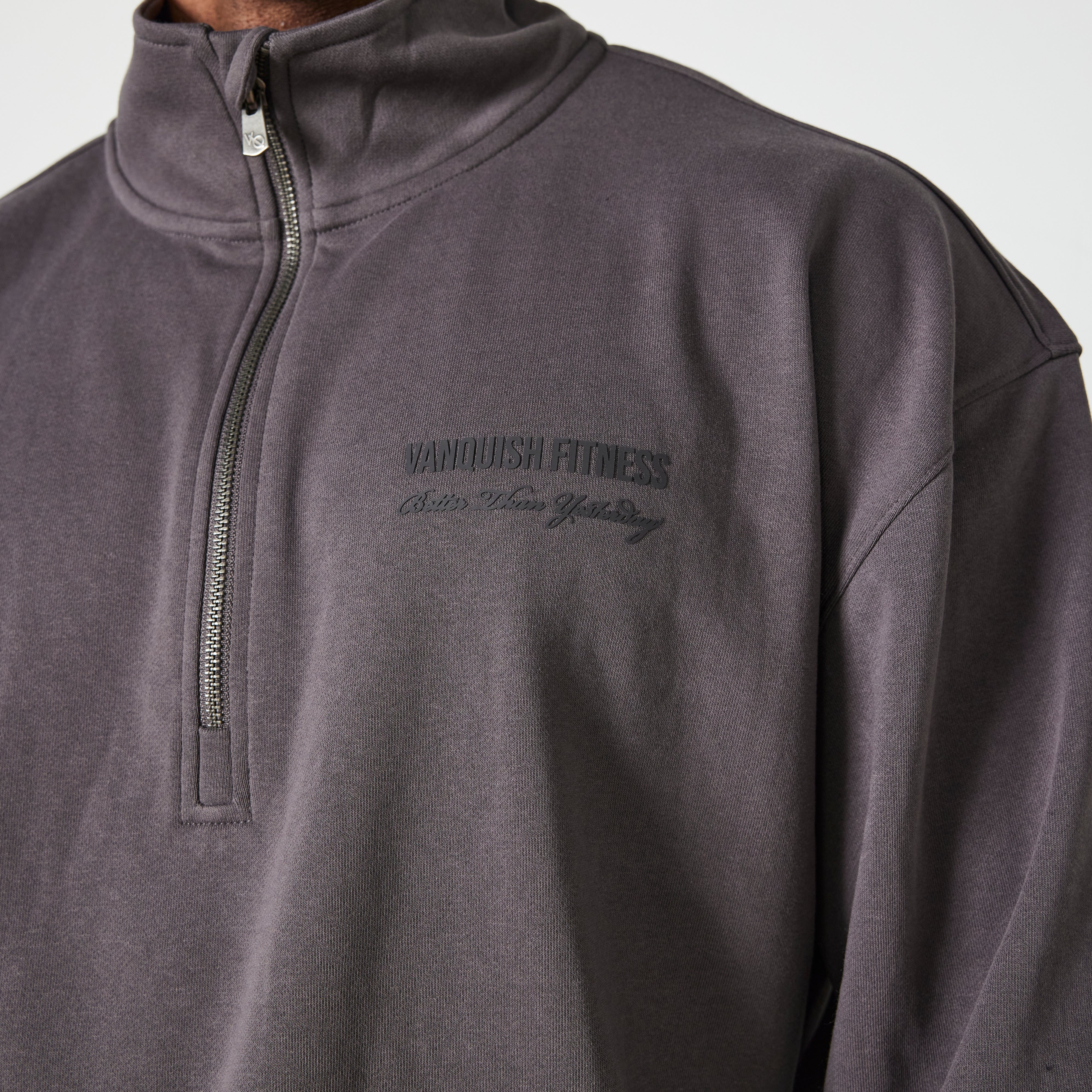 Vanquish Dark Grey Signature Collection Quarter Zip Sweater