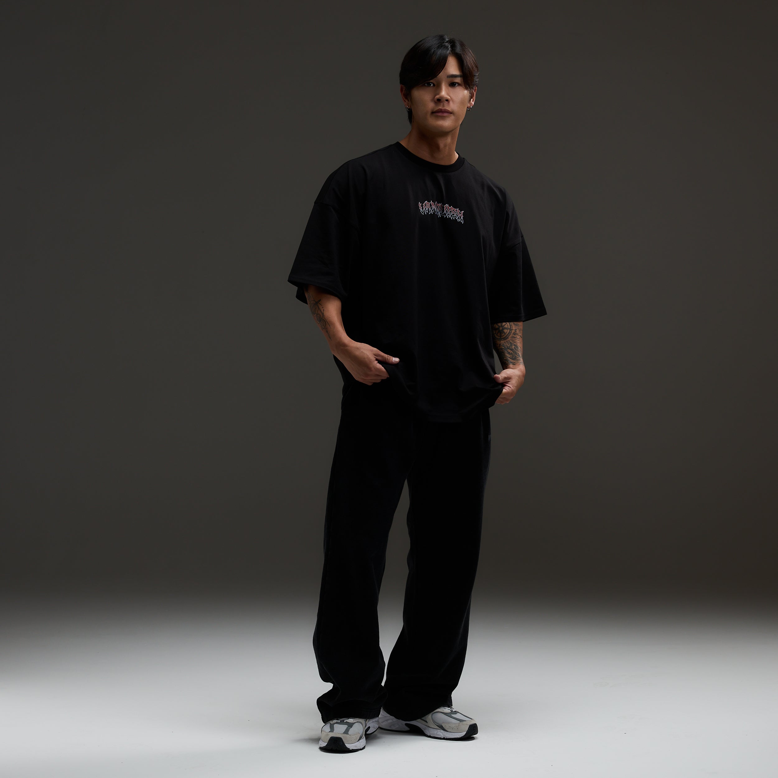 VQ x Baki: Black Oliva Boxy Oversized T Shirt