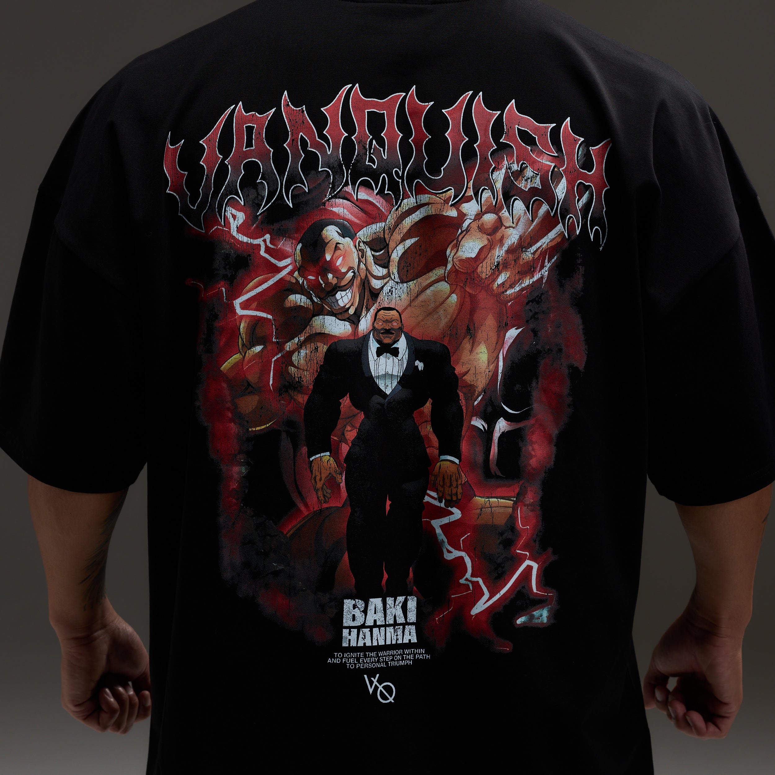 VQ x Baki: Black Oliva Boxy Oversized T Shirt