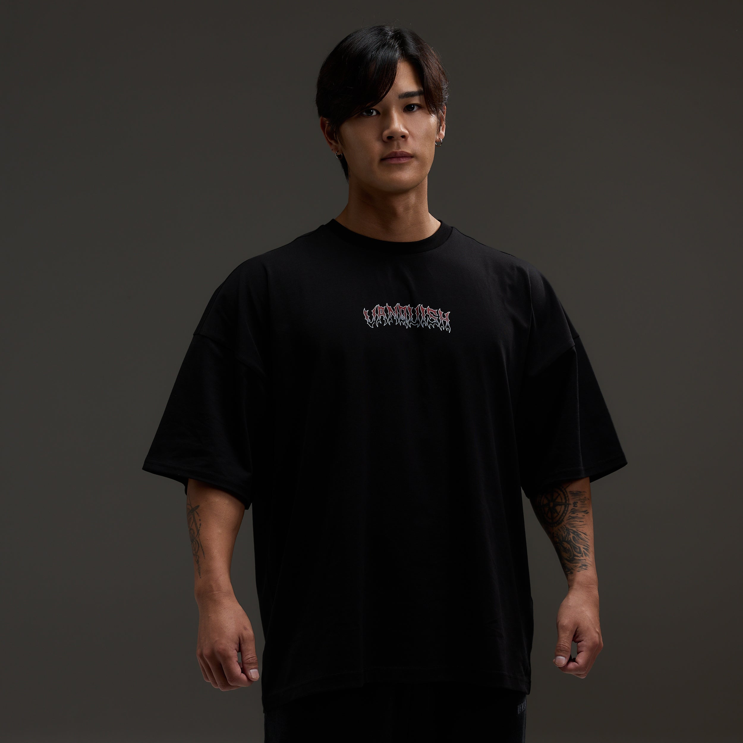 VQ x Baki: Black Oliva Boxy Oversized T Shirt