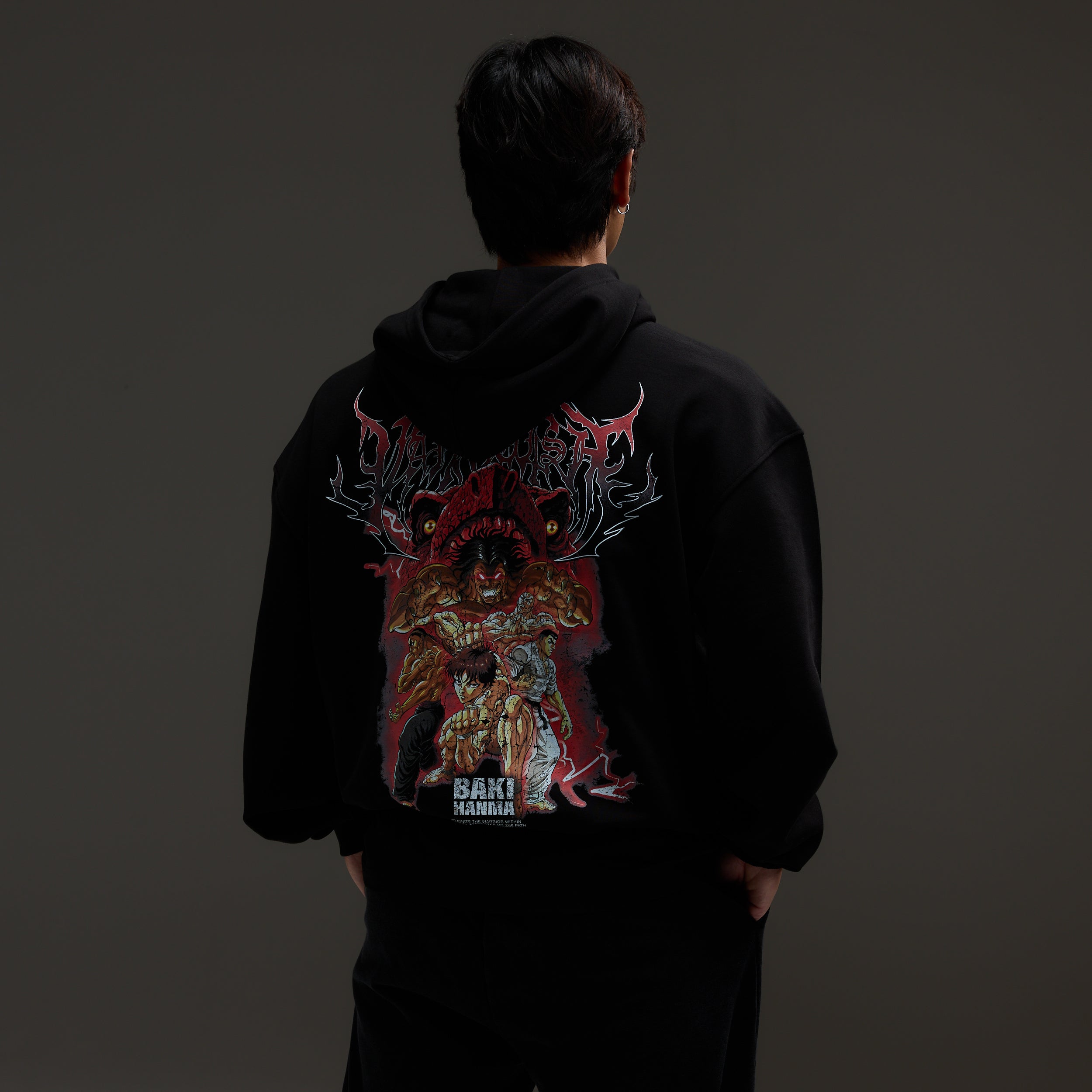 VQ x Baki: Black Boxy Oversized Hoodie