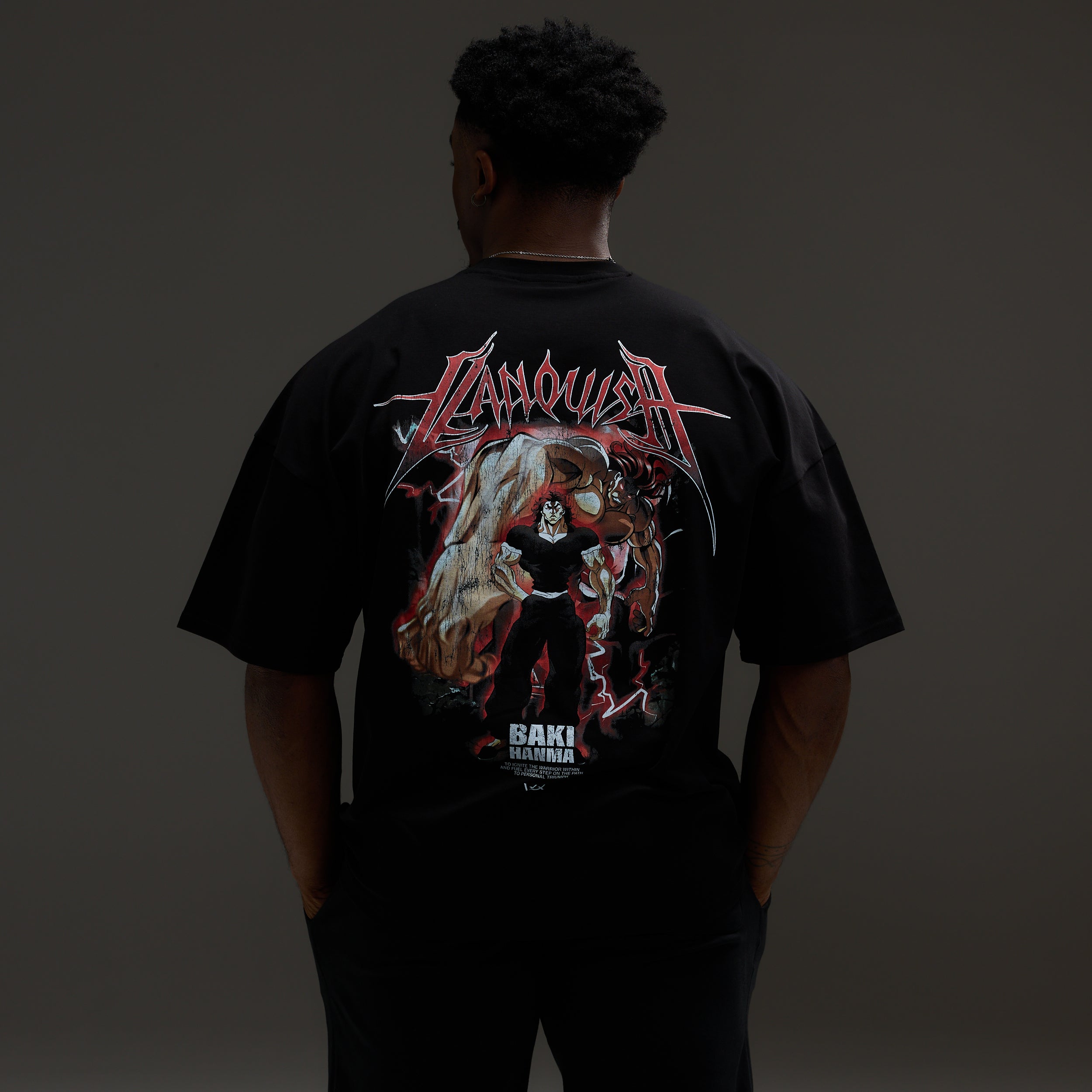 VQ x Baki: Black Yujiro Boxy Oversized T Shirt