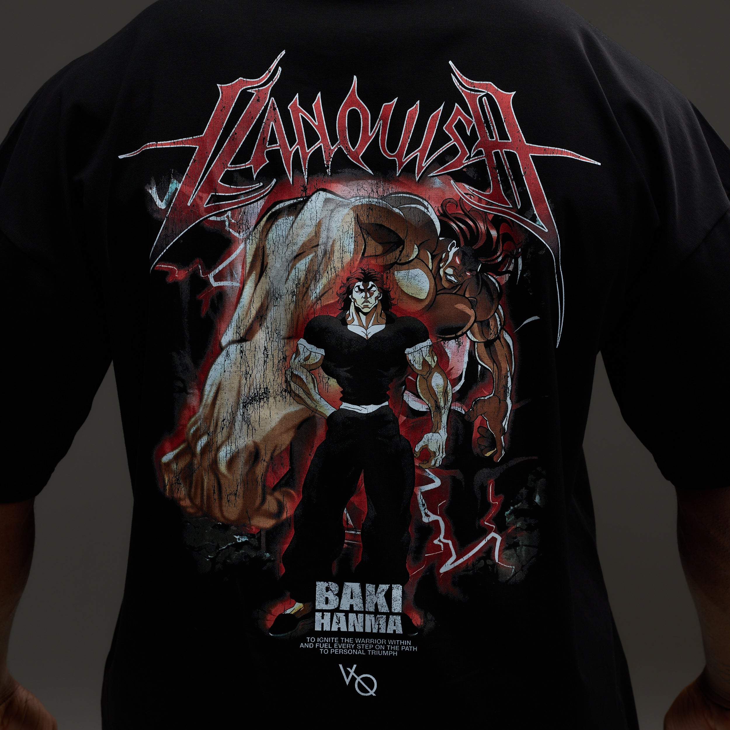 VQ x Baki: Black Yujiro Boxy Oversized T Shirt