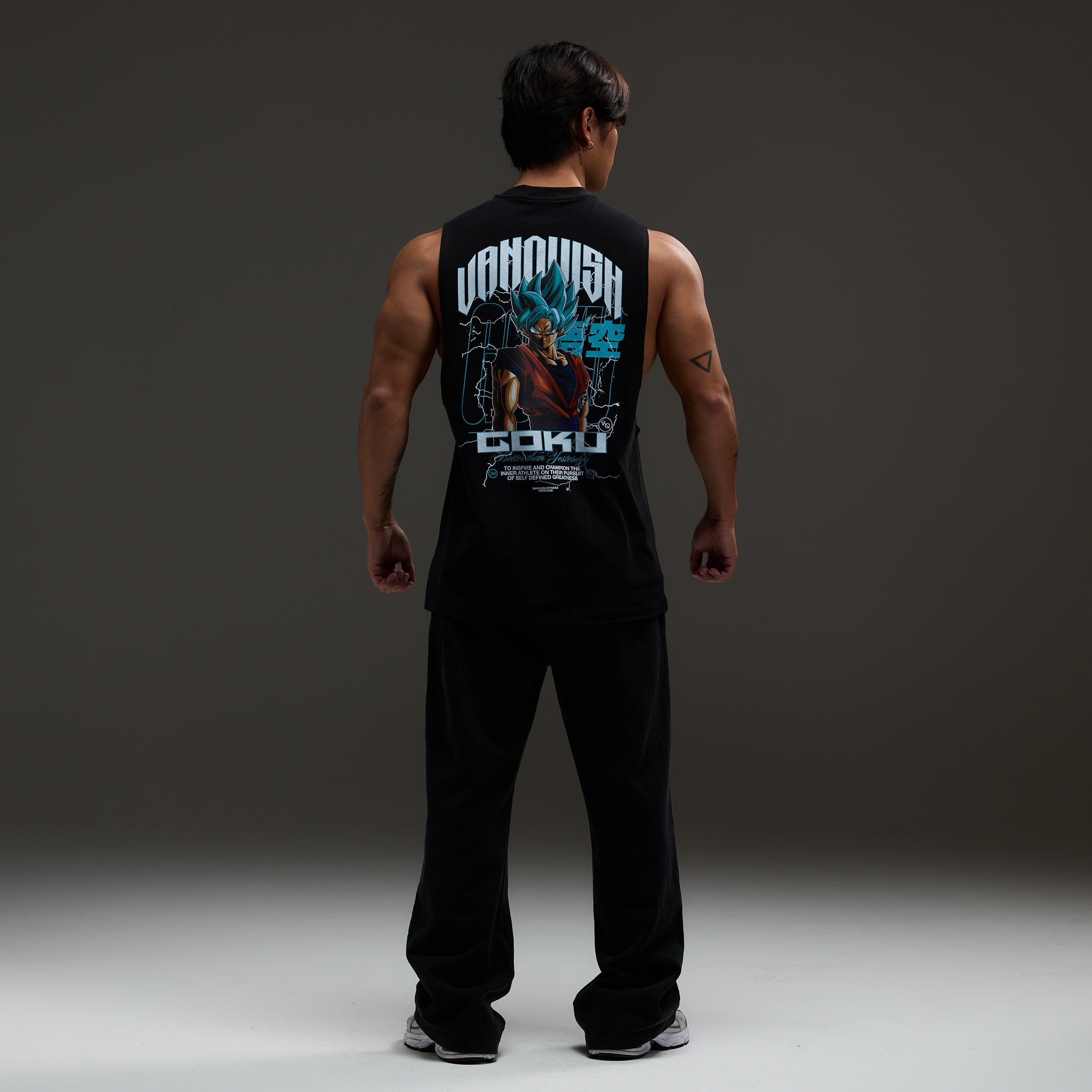 Vanquish DBS Goku SSGSS Black Oversized Sleeveless T Shirt