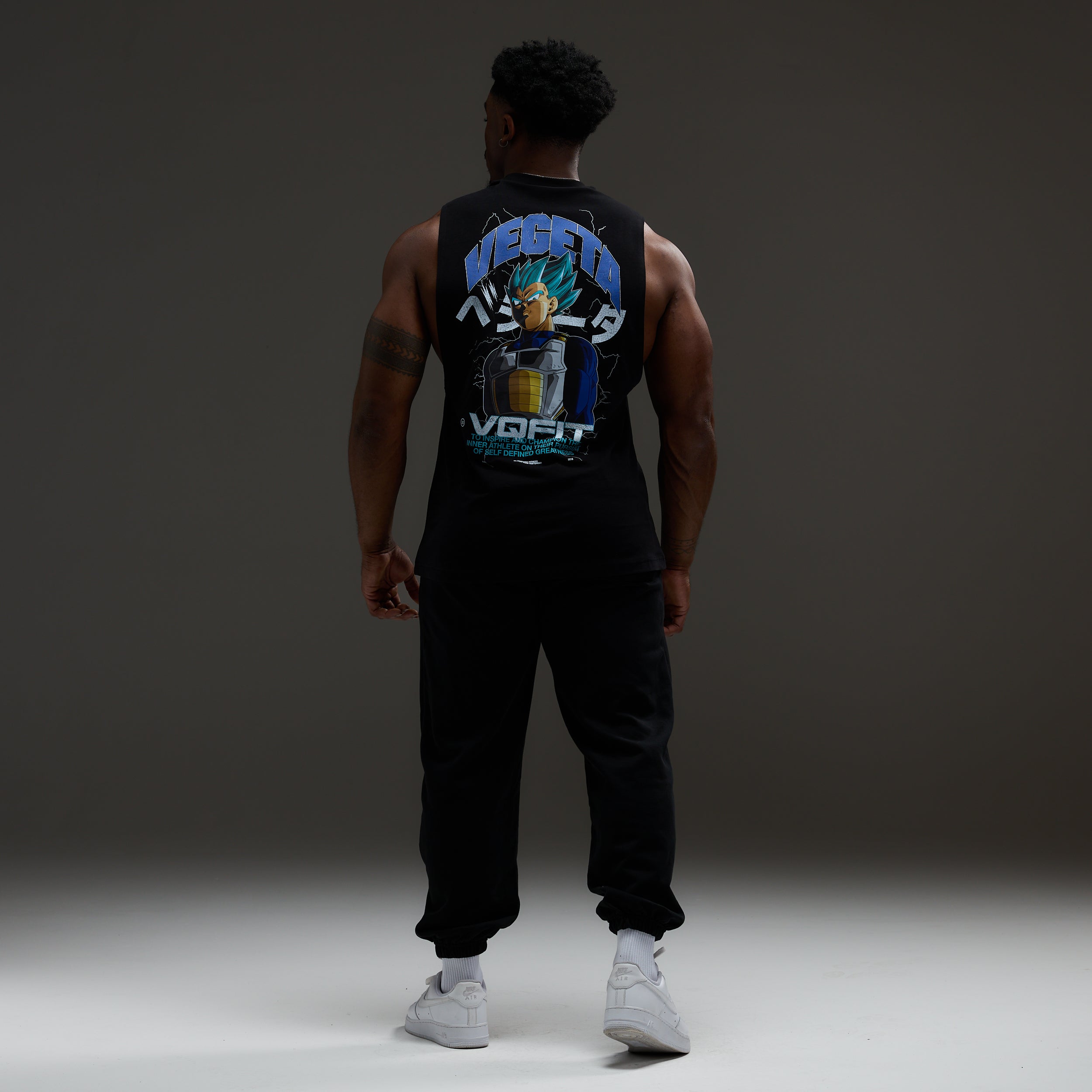 Vanquish DBS Vegeta SSGSS Black Oversized Sleeveless T Shirt